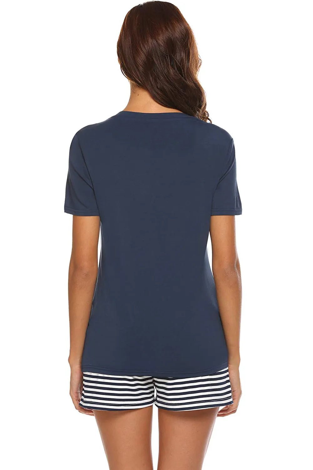 Striped Short Sleeve Top and Shorts Lounge Set - PBNJ FASHIONS