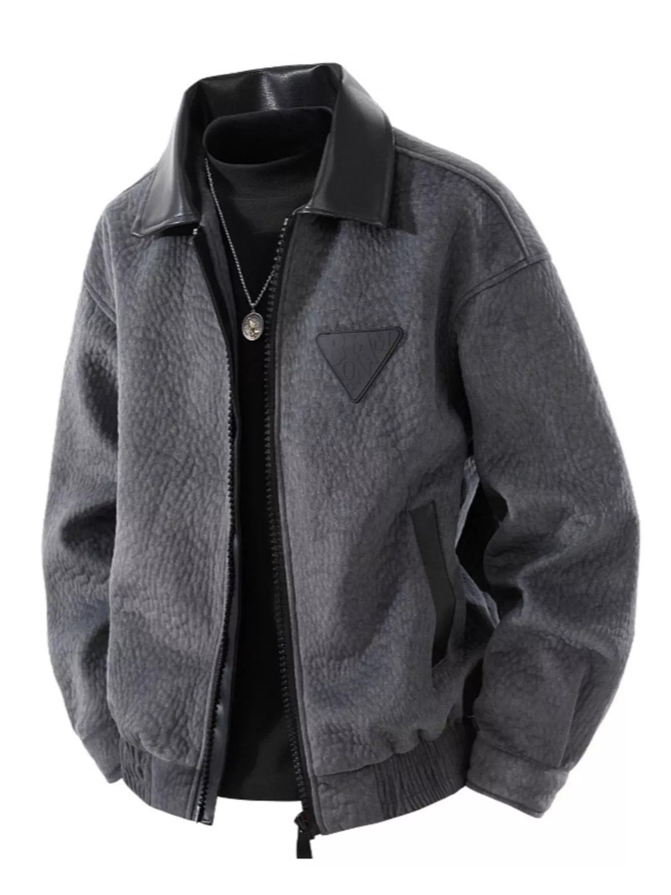 Men's Plus Size Leather Trimmed Zip Up Jacket - PBNJ FASHIONS