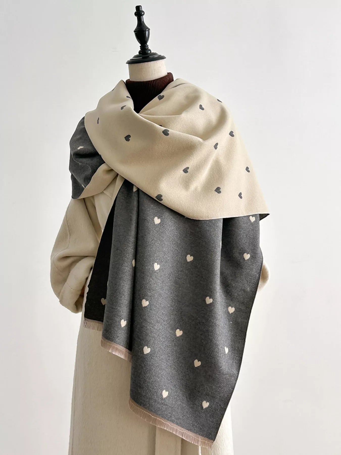 Heart Raw Hem Scarf - PBNJ FASHIONS