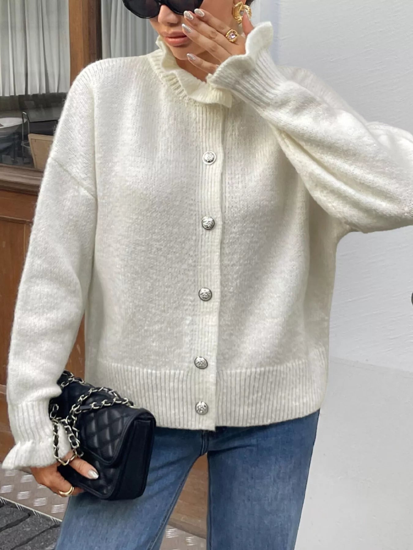 Button - Down Long Sleeve Cardigan - PBNJ FASHIONS