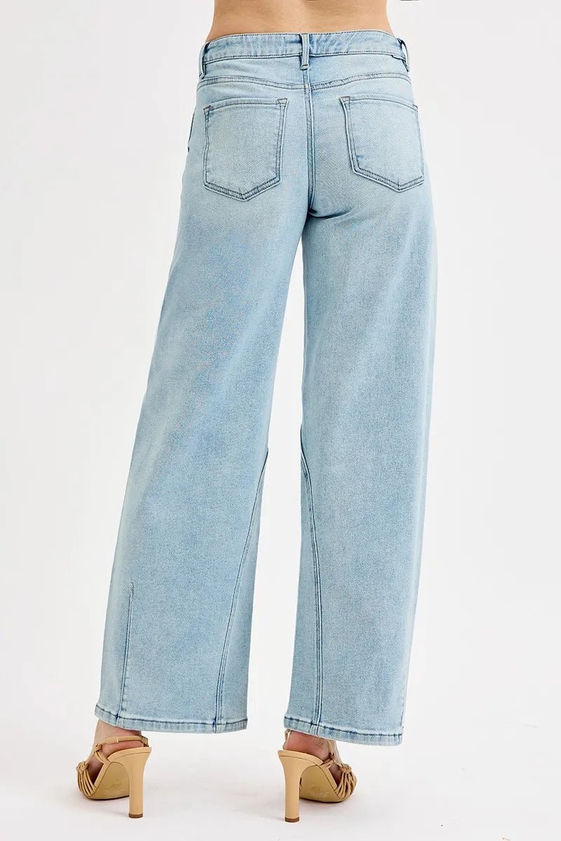 RISEN Full Size Mid Rise Fit Barrel Jeans Plus Size - PBNJ FASHIONS
