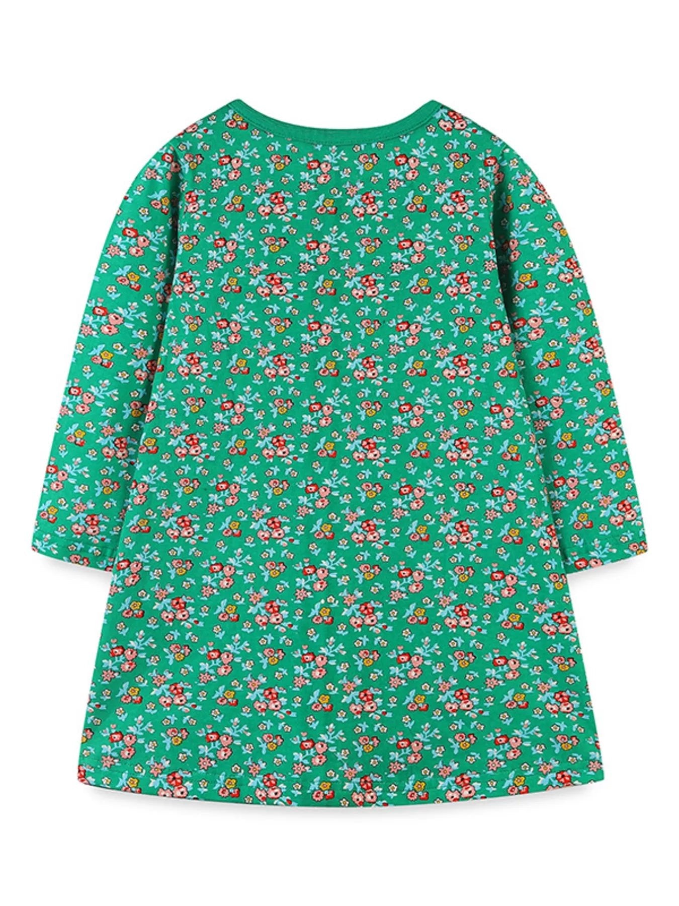 Children's Floral Print Bird Long Sleeve Dress - PBNJ FASHIONS