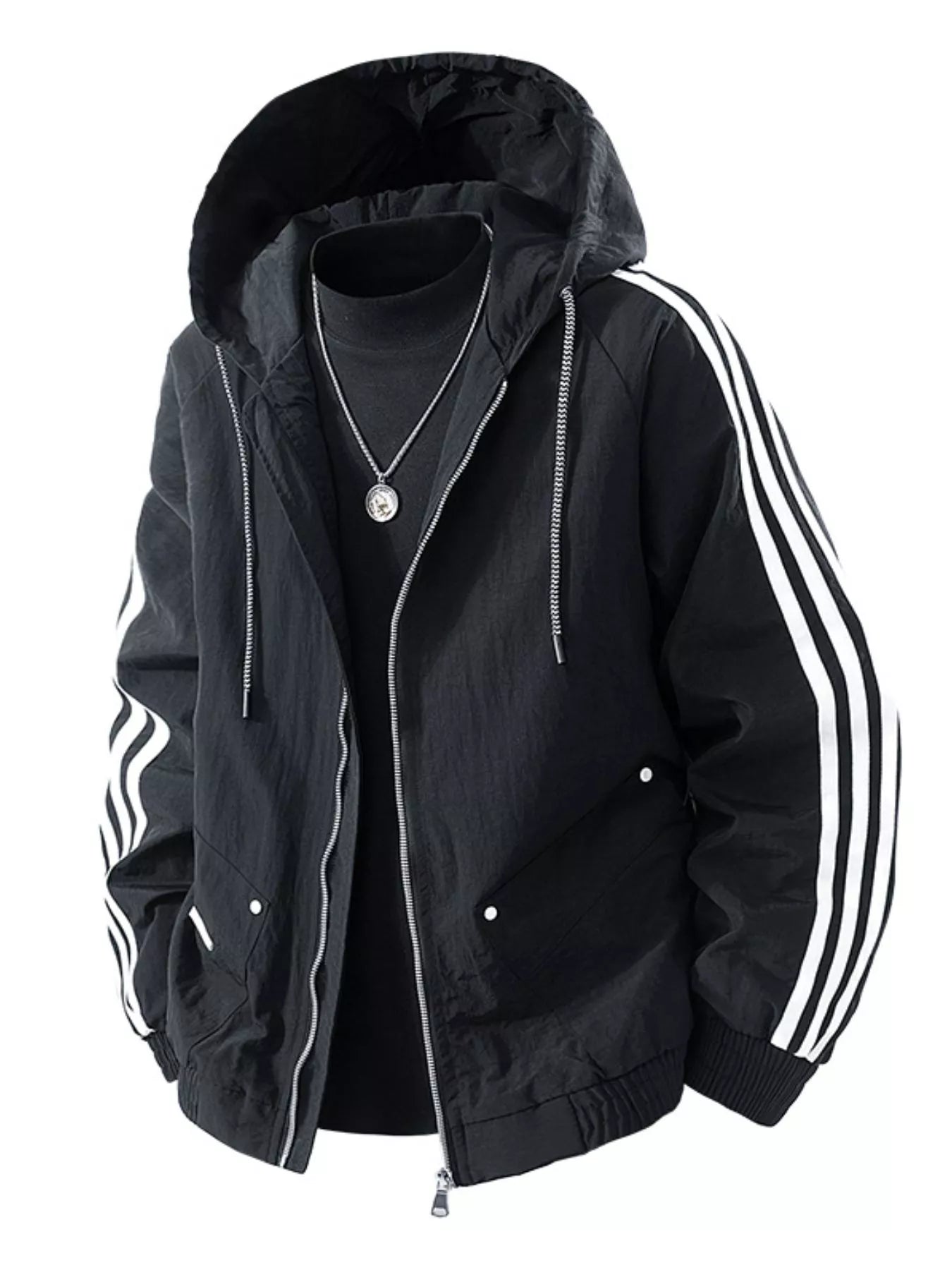Men's Plus Size Casual Hooded Windbreaker Jacket - PBNJ FASHIONS