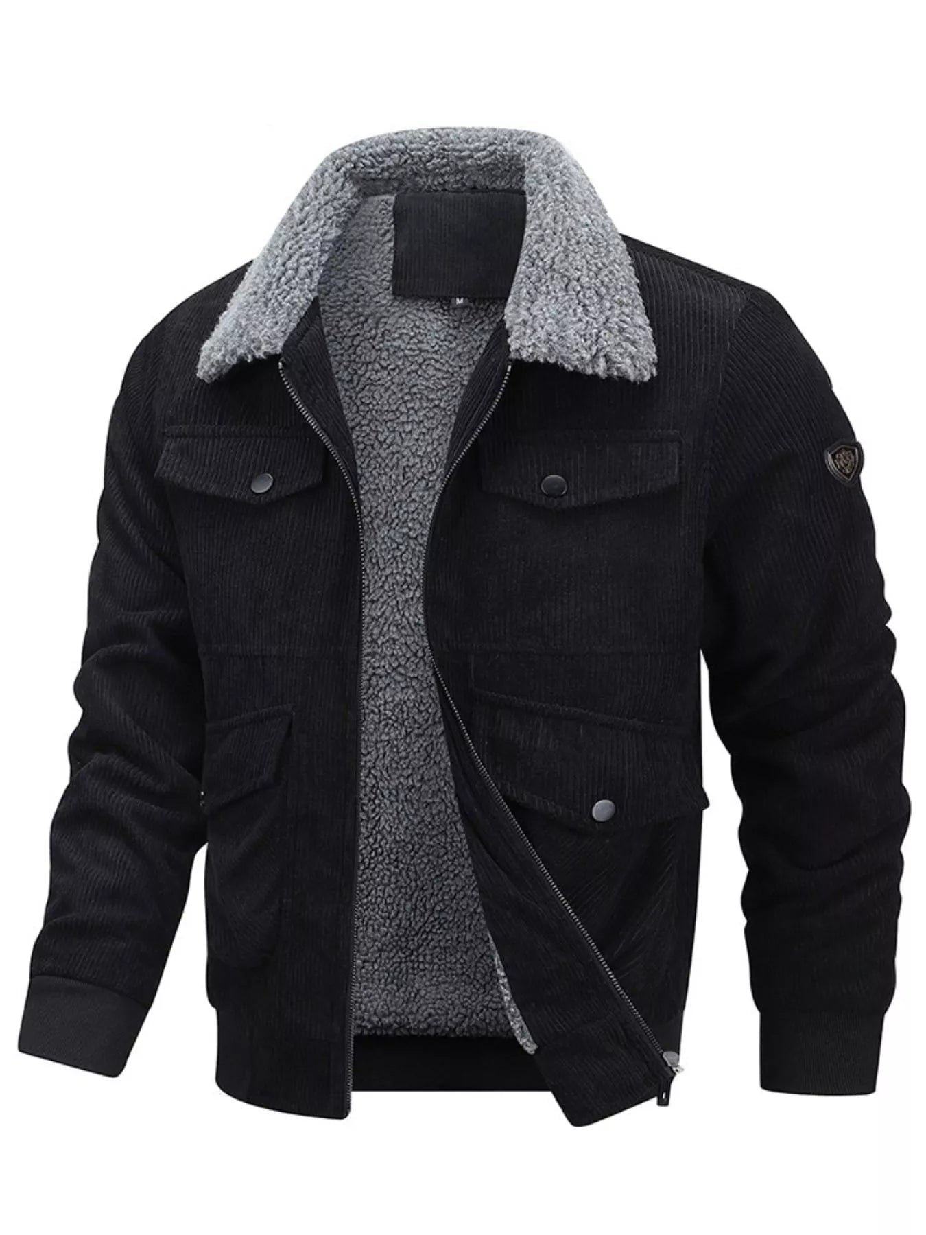 Men's Plus Size Corduroy Sherpa Lined Winter Coat - PBNJ FASHIONS
