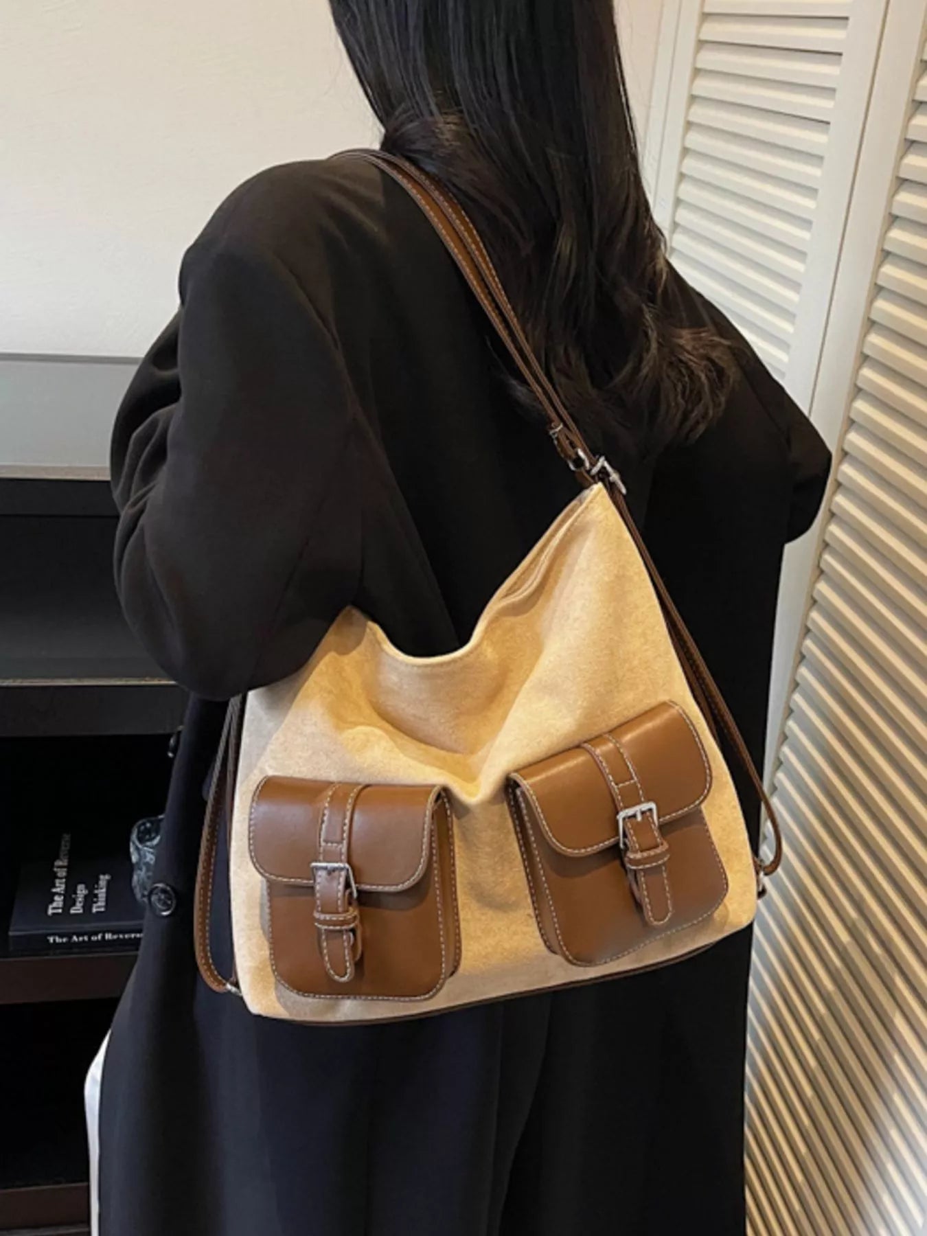Buckle Pocket Shoulder Handbag - PBNJ FASHIONS