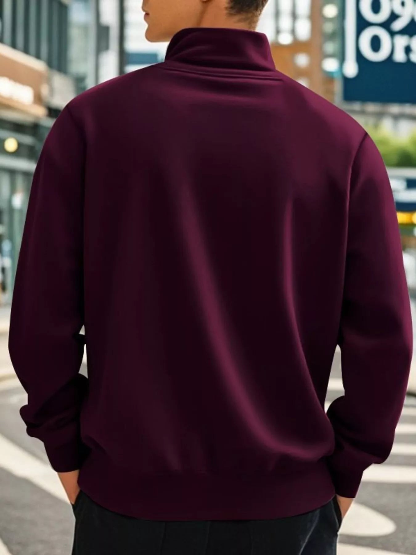 Men's Full Size Solid Color Quarter Zip Sweatshirt Plus Size - PBNJ FASHIONS