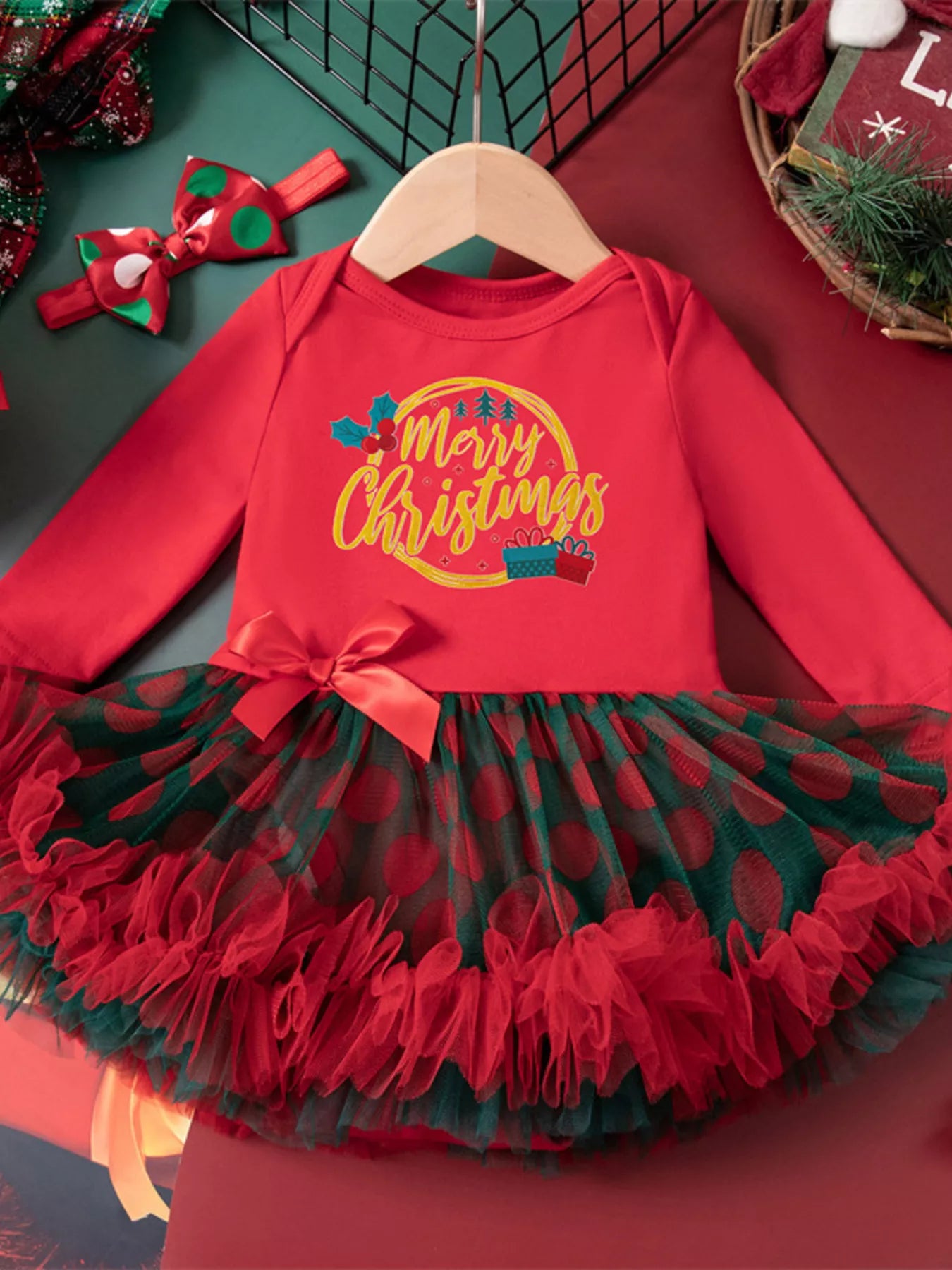 Children's Christmas Stocking Tulle Ruffle Dress - PBNJ FASHIONS