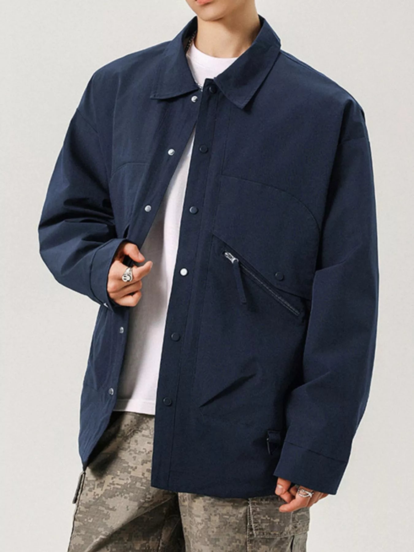 Men's Plus Size Casual Snap - Down Jacket - PBNJ FASHIONS