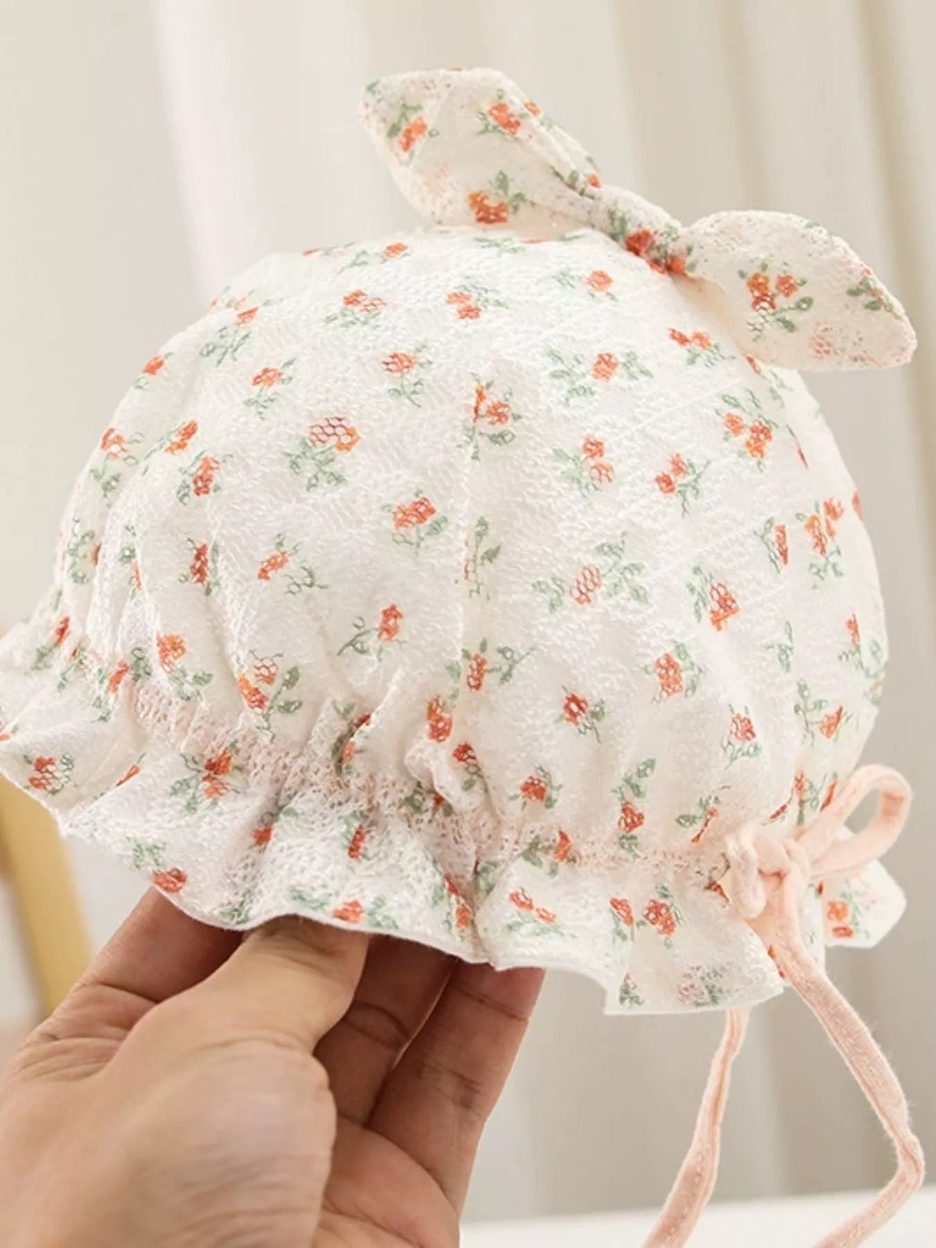 Children's Floral Print Bunny Ear Hat - PBNJ FASHIONS