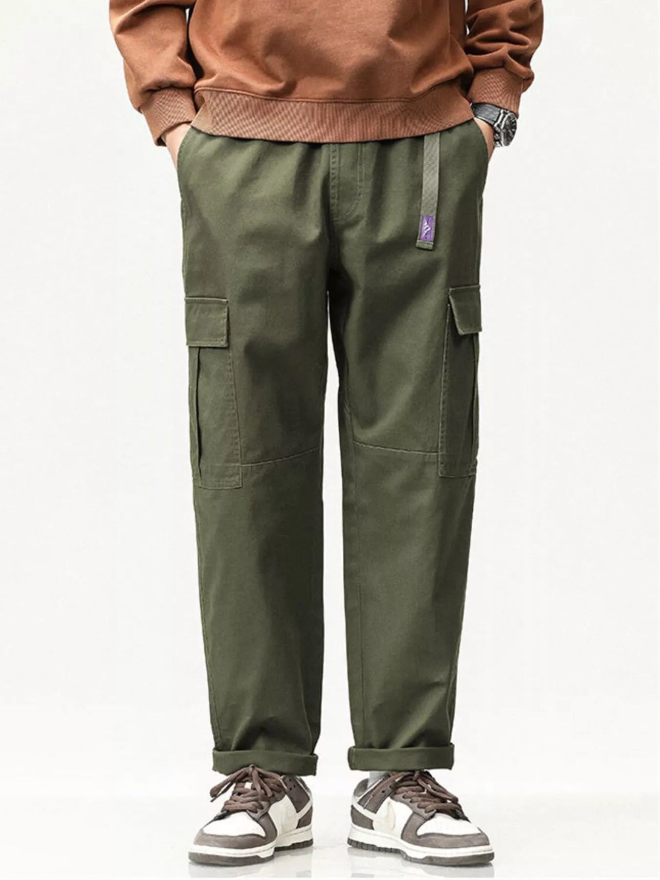 Men's Full Size Casual Cargo Pants with Elastic Waist Plus Size - PBNJ FASHIONS