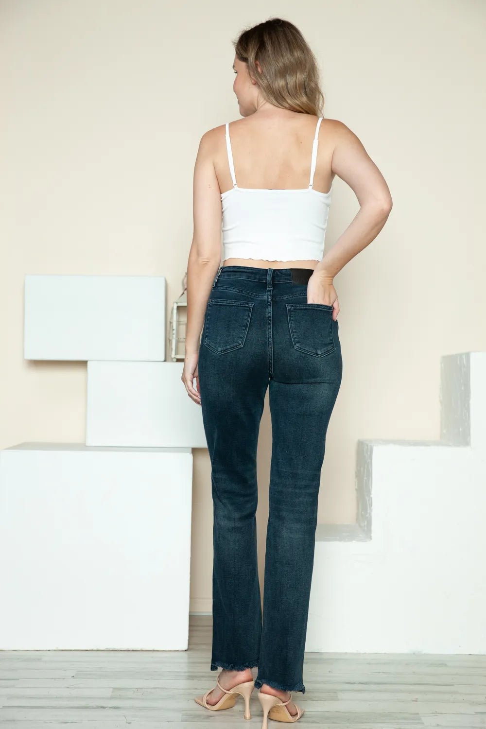 Judy Blue Full Size Button Fly Hem Destroy Straight Jeans - PBNJ FASHIONS
