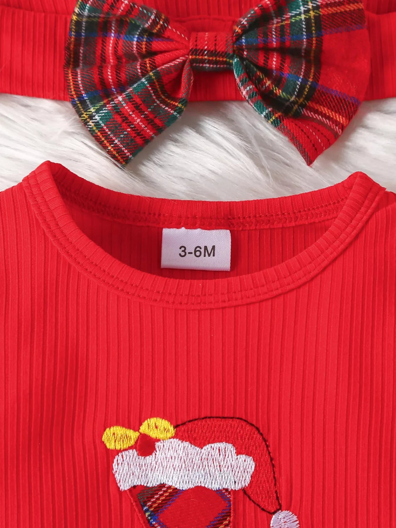 Children's First Christmas Bodysuit and Plaid Dress Outfit Set with Headband - PBNJ FASHIONS