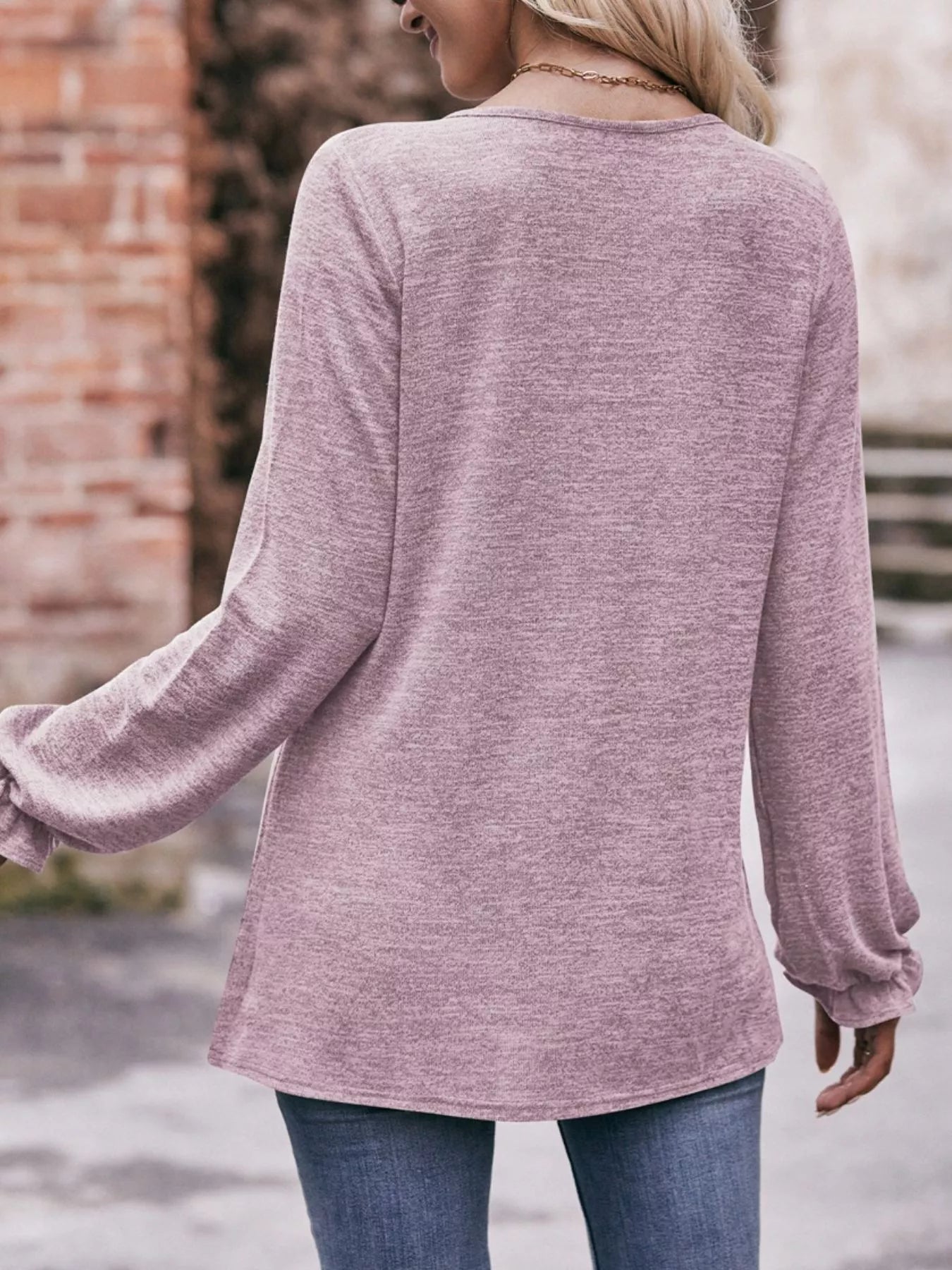 Ruffle Cuff Long Sleeve T-Shirt - PBNJ FASHIONS