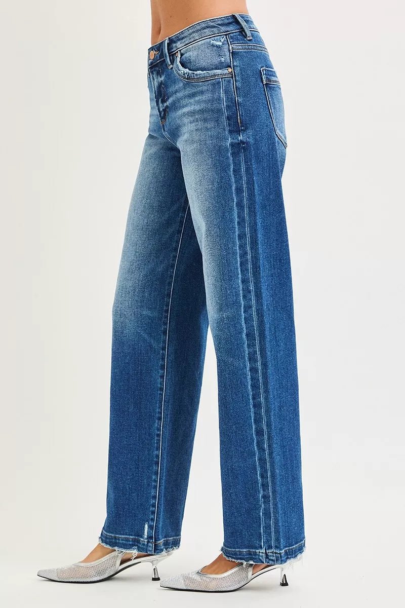 RISEN Full Size Slouchy Baggy Jeans Pocket Side Seam Detail Plus Size - PBNJ FASHIONS