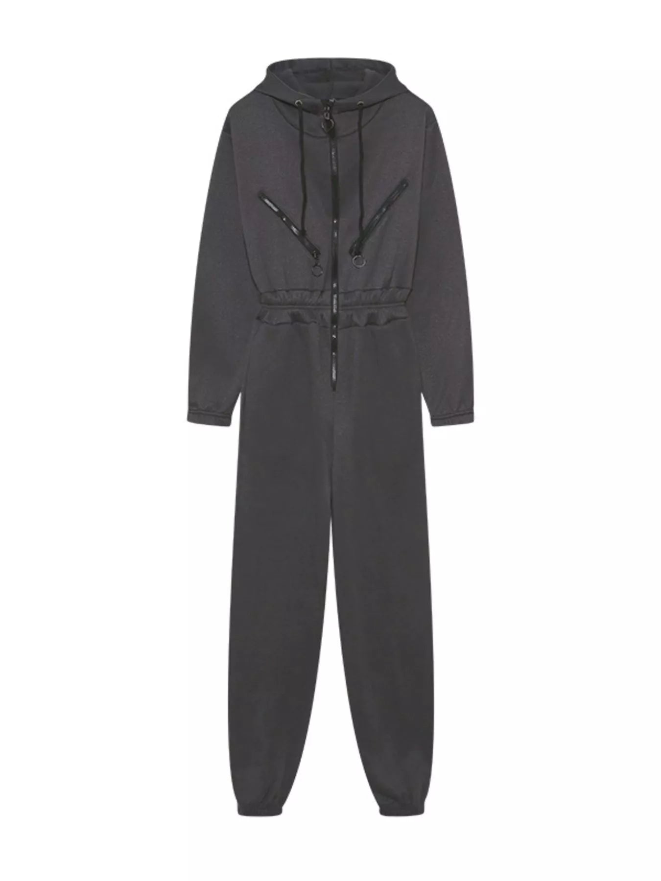 Hooded Zip - Up Long Sleeve Jumpsuit - PBNJ FASHIONS