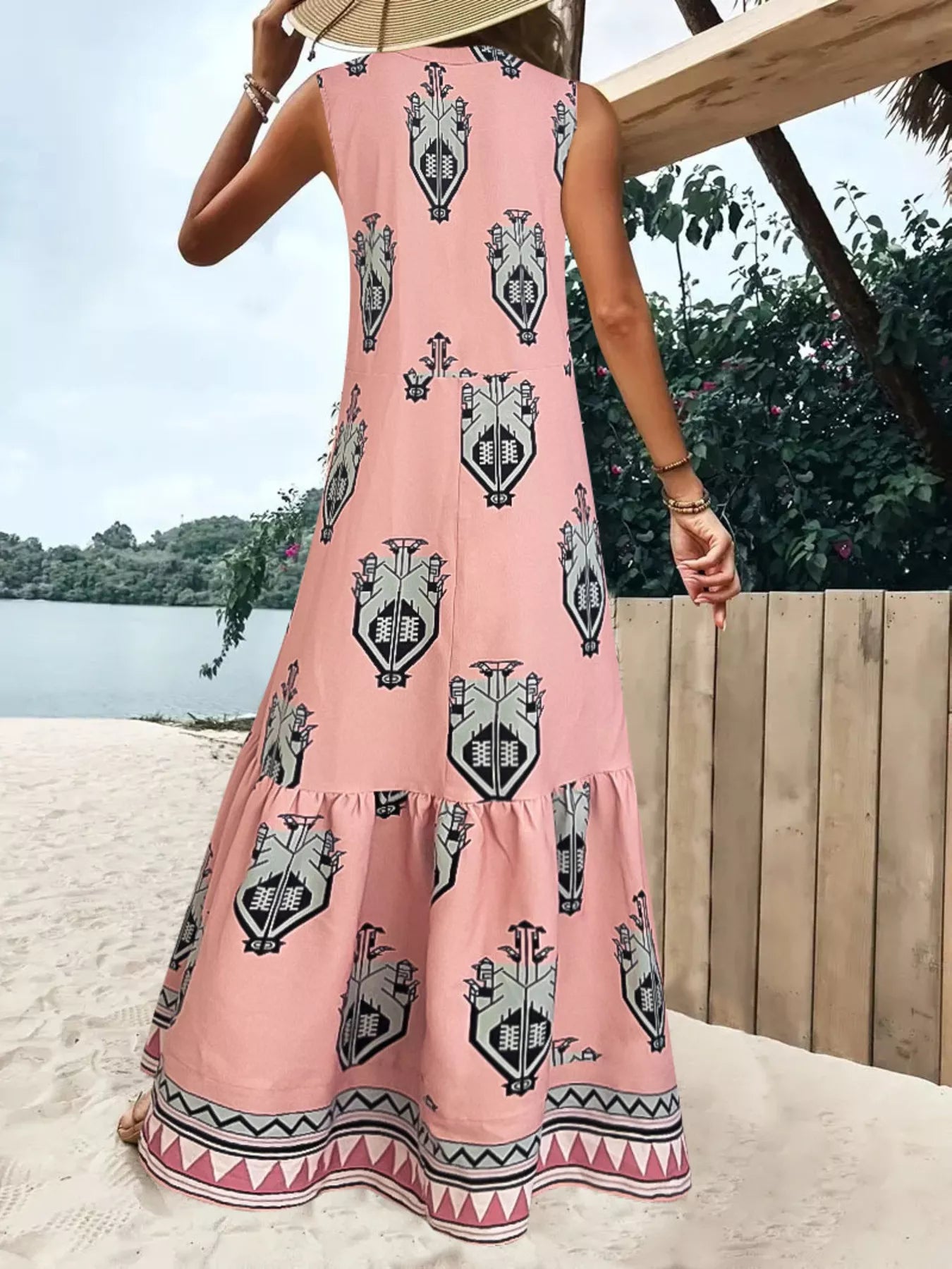 Printed Sleeveless Maxi Dress - PBNJ FASHIONS