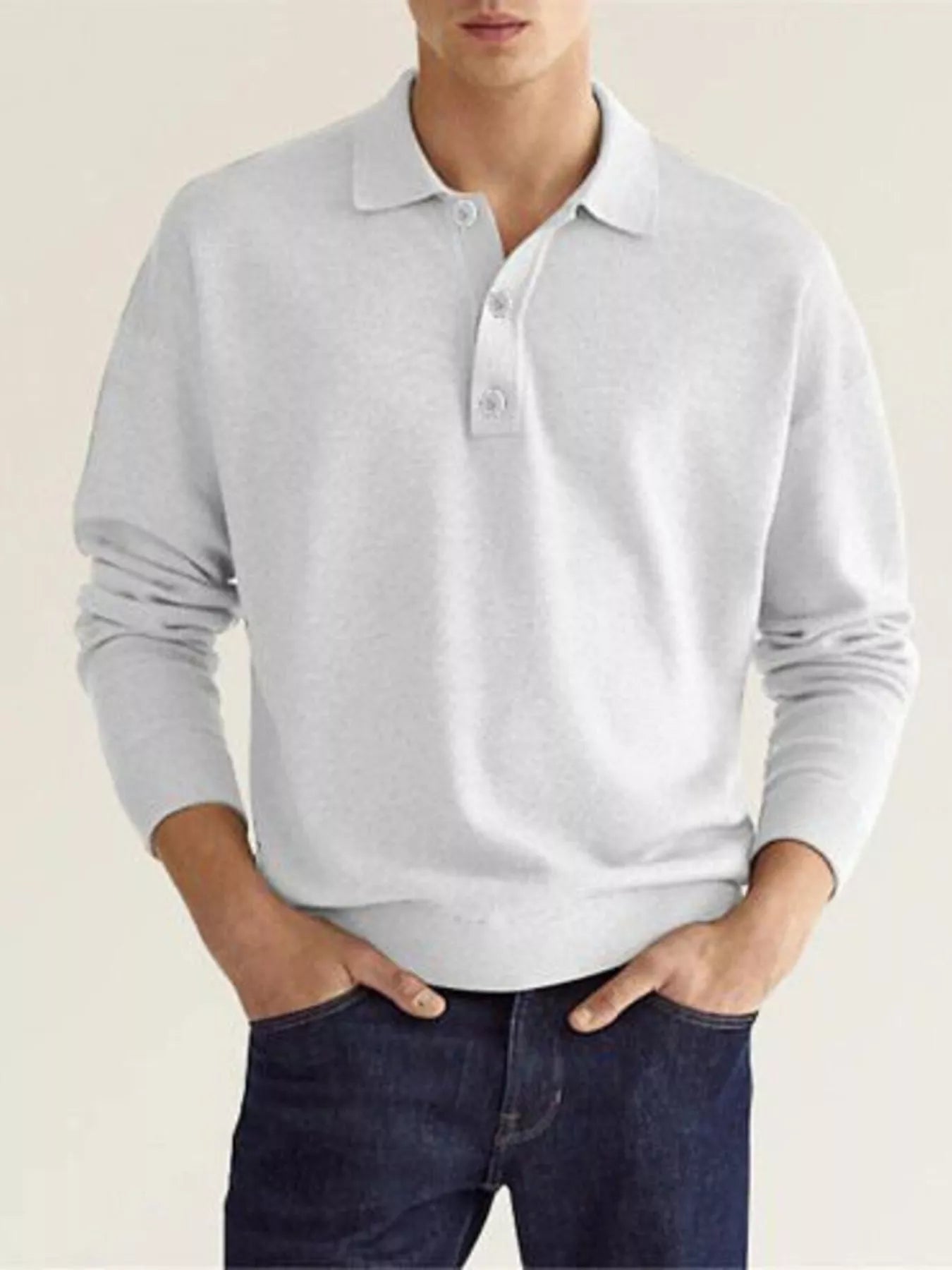 Men's Plus Size Long Sleeve Casual Polo Shirt - PBNJ FASHIONS