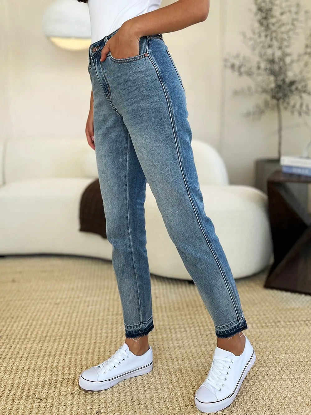 Judy Blue Full Size Mid Rise Rigid Magic Release Hem Jeans - PBNJ FASHIONS