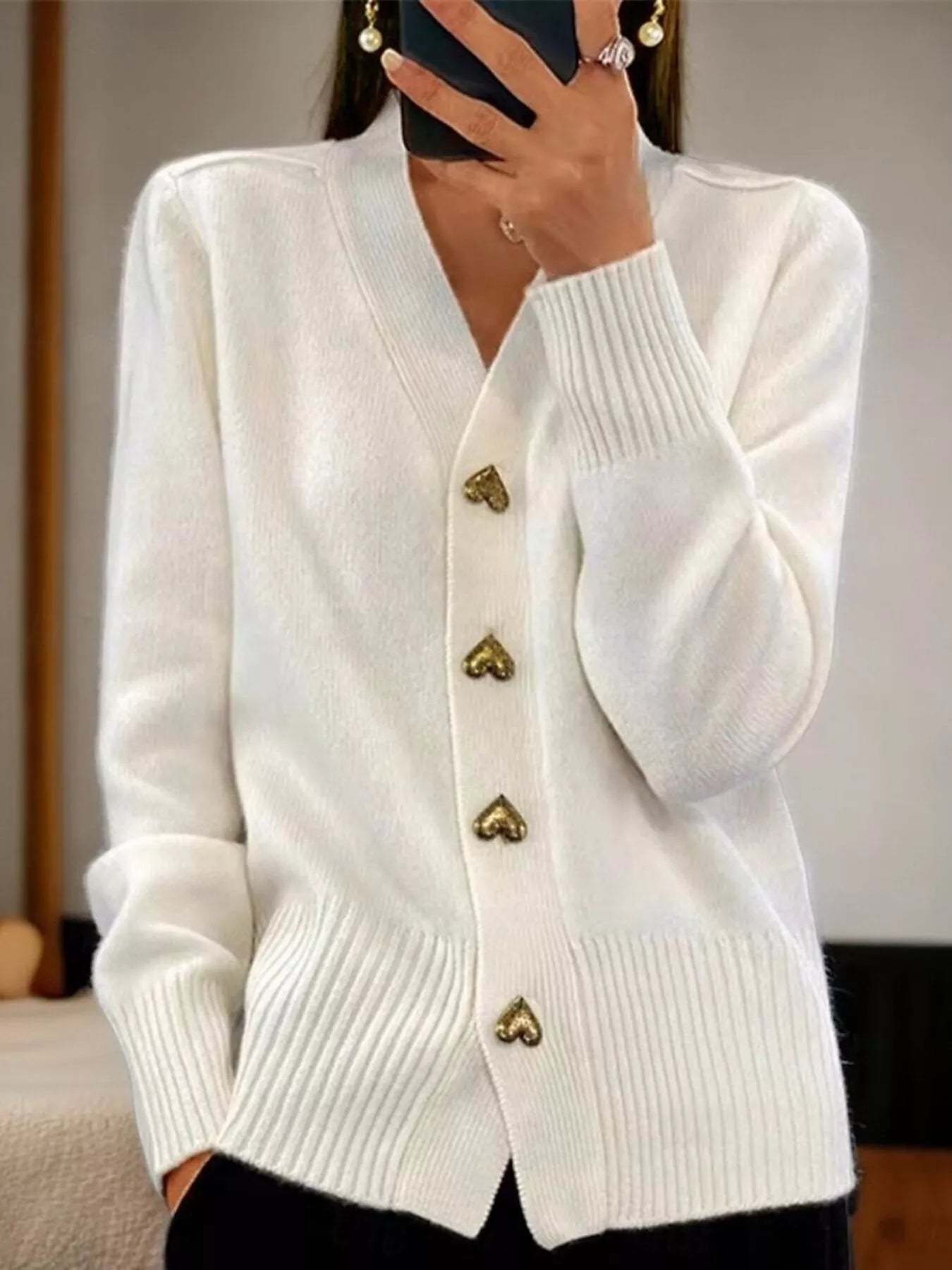 Full Size Heart - Button Knit Cardigan Plus Size - PBNJ FASHIONS