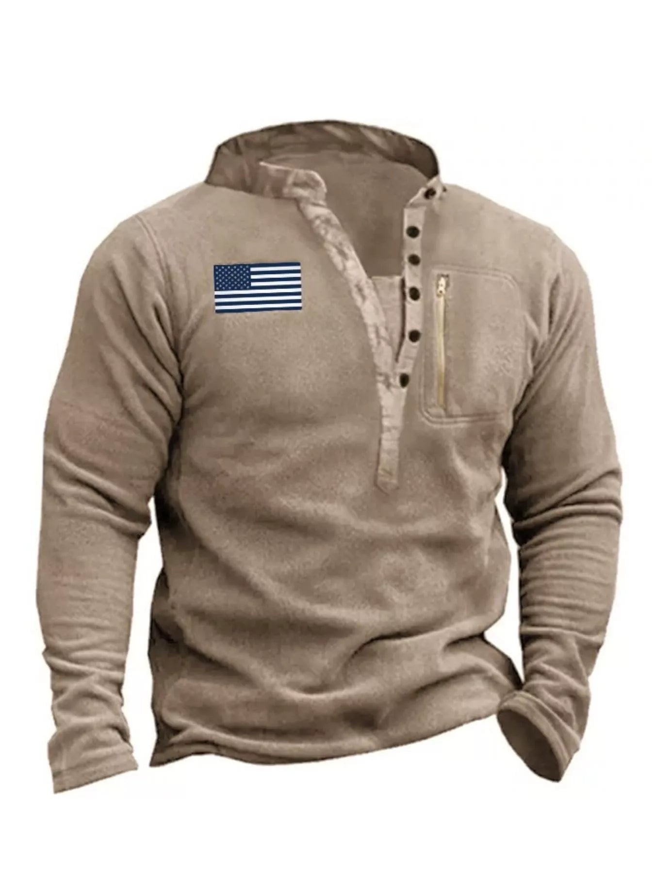Men's Full Size Button Detail Long Sleeve Sweatshirt Plus Size - PBNJ FASHIONS