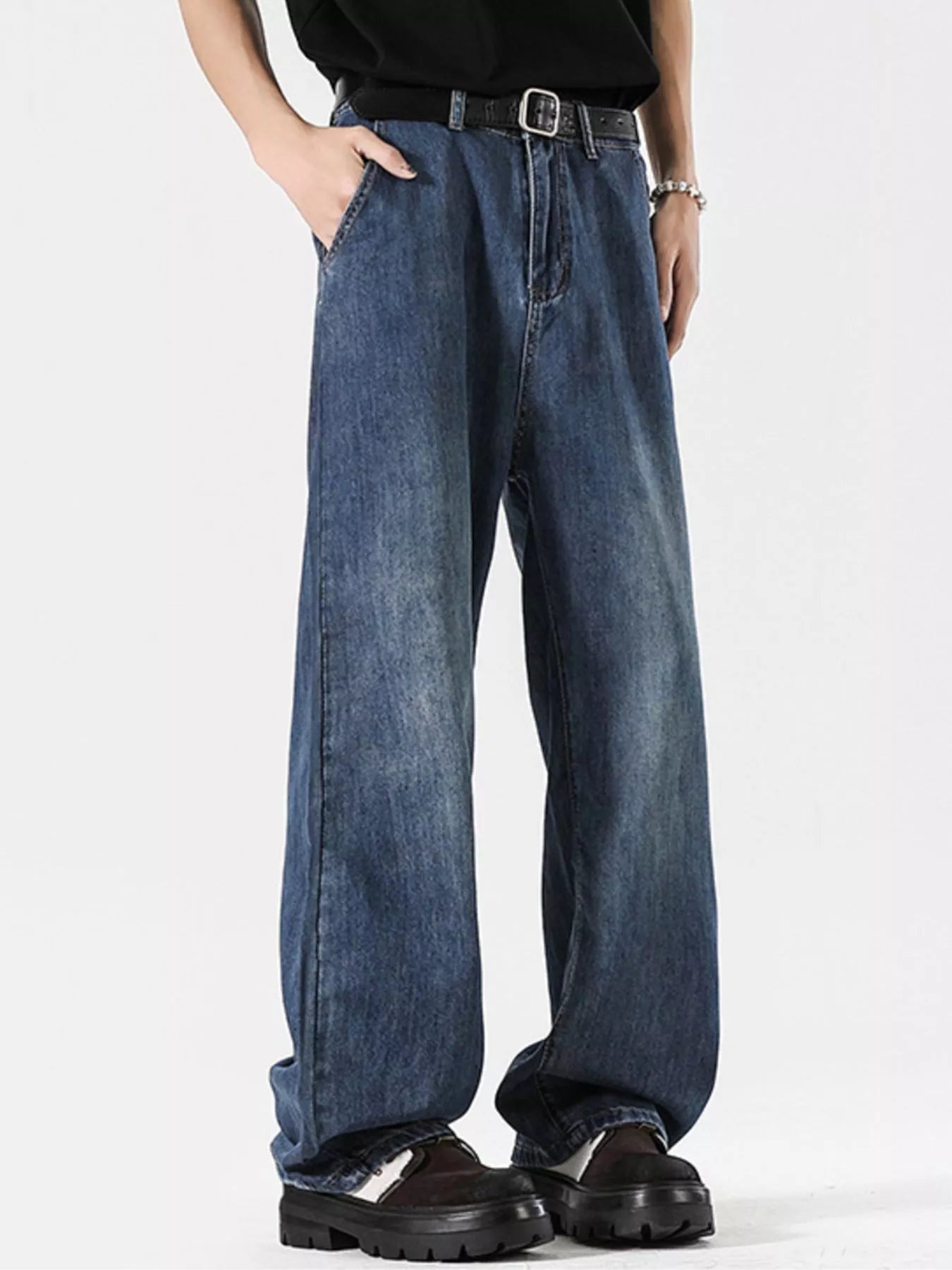 Men's Full Size Wide Leg Vintage Wash Jeans Plus Size - PBNJ FASHIONS