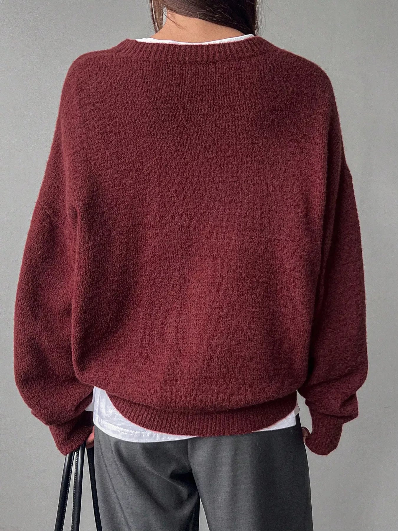 Full Size Cozy Knit Round Neck Oversized Sweater Plus Size - PBNJ FASHIONS