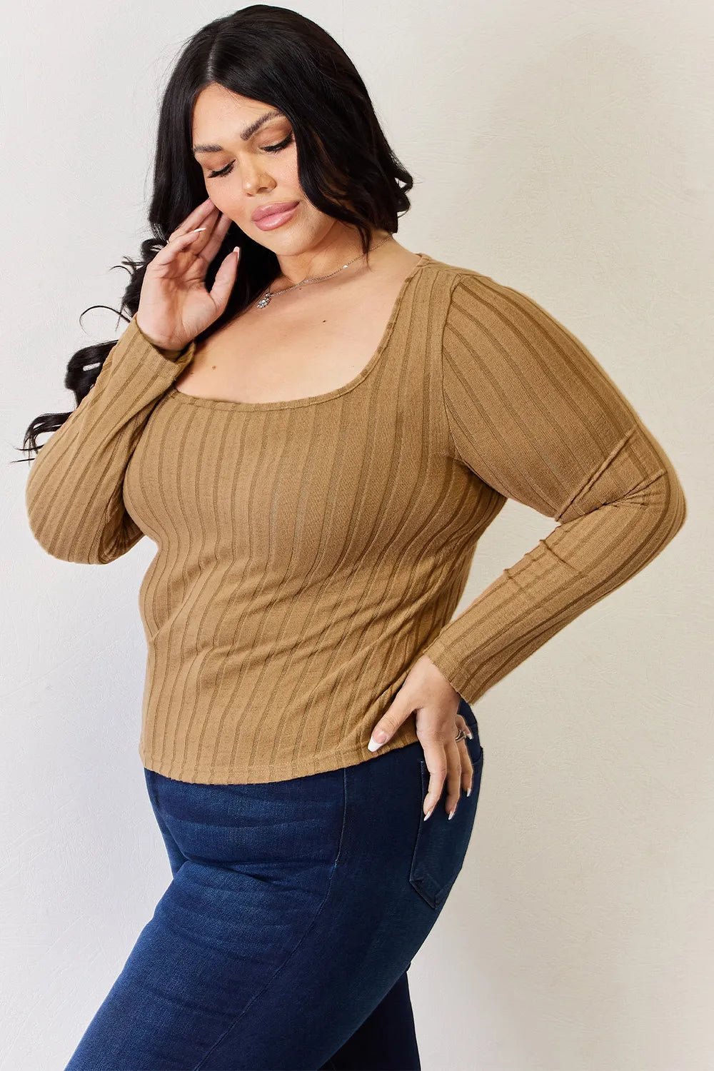 Basic Bae Full Size Ribbed Long Sleeve T-Shirt - PBNJ FASHIONS