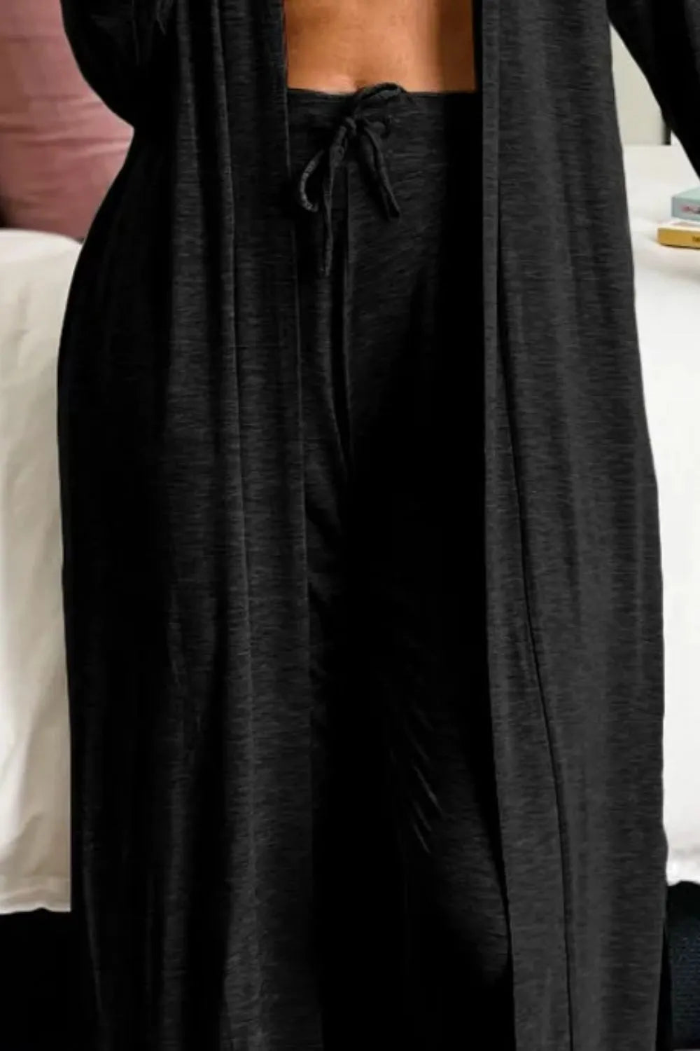 Open Front Long Sleeve Cardigan and Pants Lounge Set - PBNJ FASHIONS