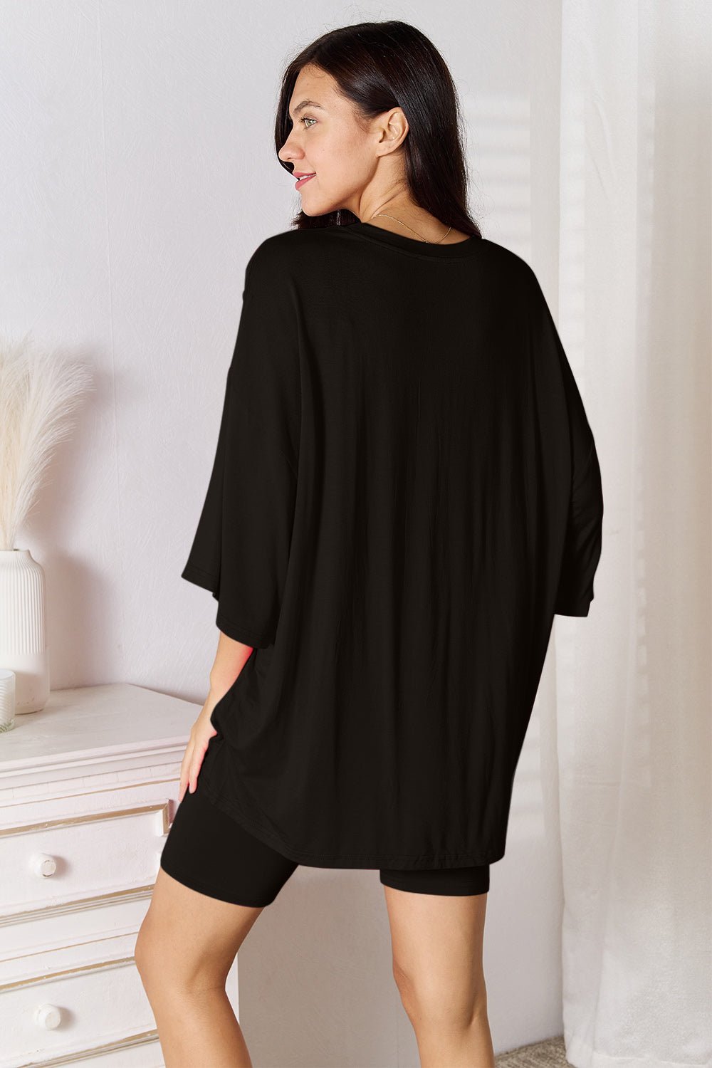 Basic Bae Full Size Soft Rayon Three - Quarter Sleeve Top and Shorts Set - PBNJ FASHIONS