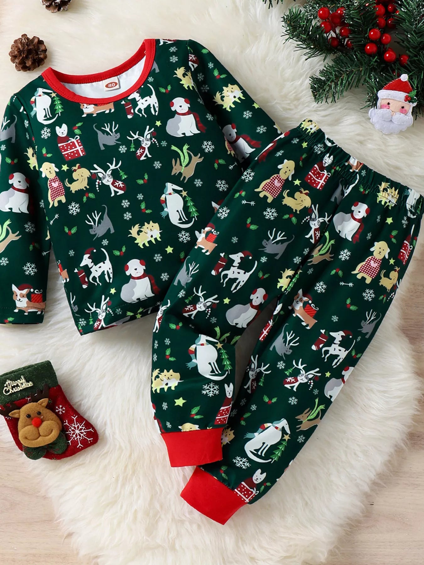 Children's Christmas Print Top and Pants Set - PBNJ FASHIONS