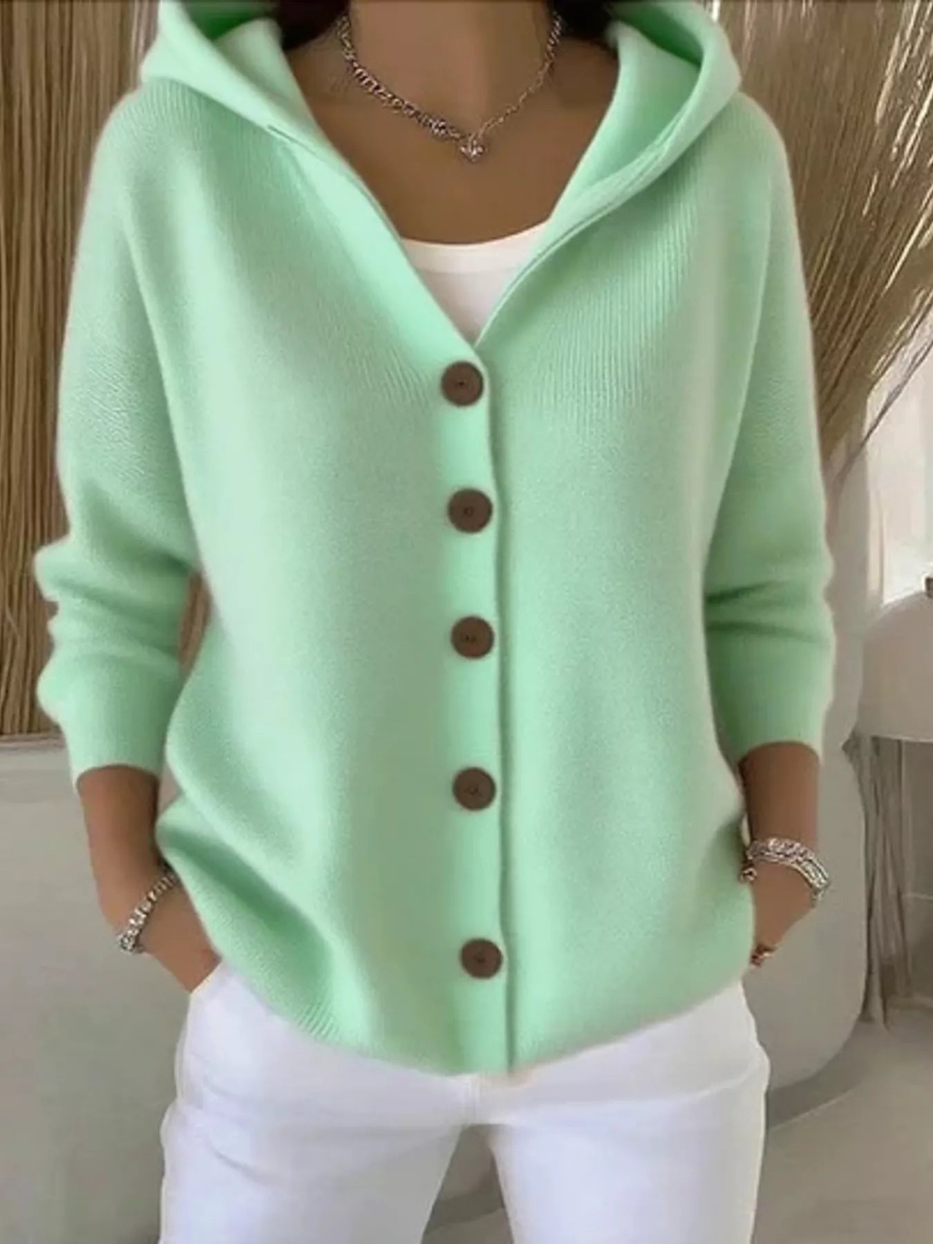 Full Size Hooded Button - Down Knit Cardigan Plus Size - PBNJ FASHIONS