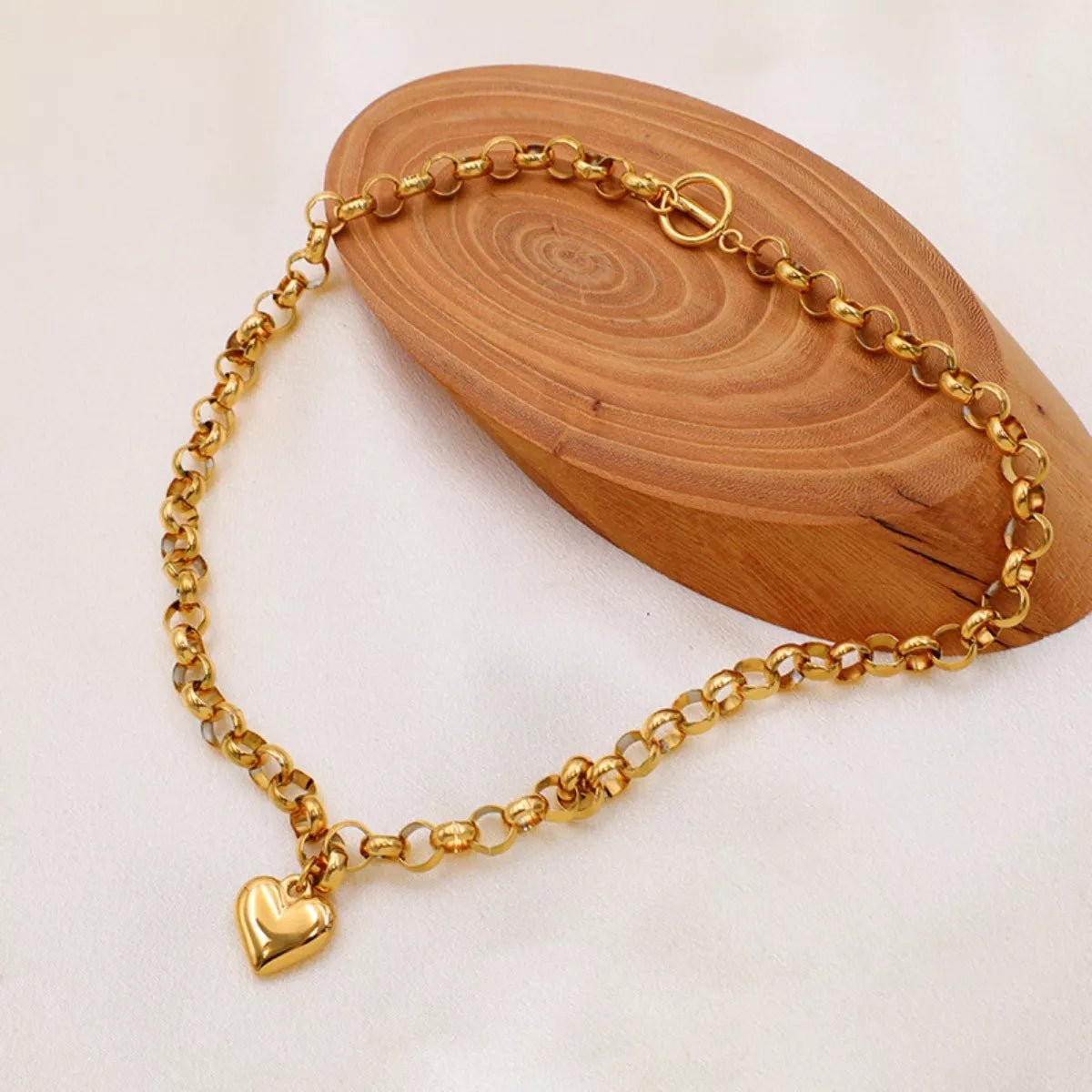 Heart Pendant Toggle Clasp Chain Necklace - PBNJ FASHIONS