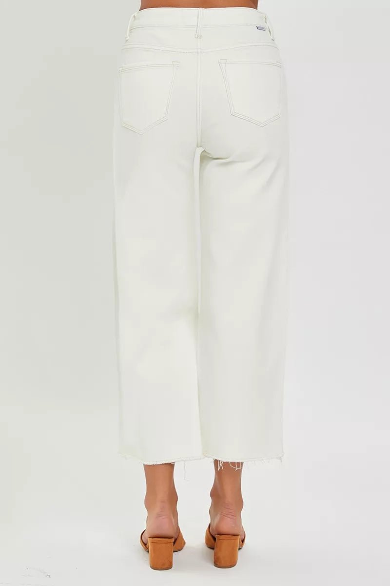 RISEN Tummy Control High Rise Crop Wide Jeans - PBNJ FASHIONS