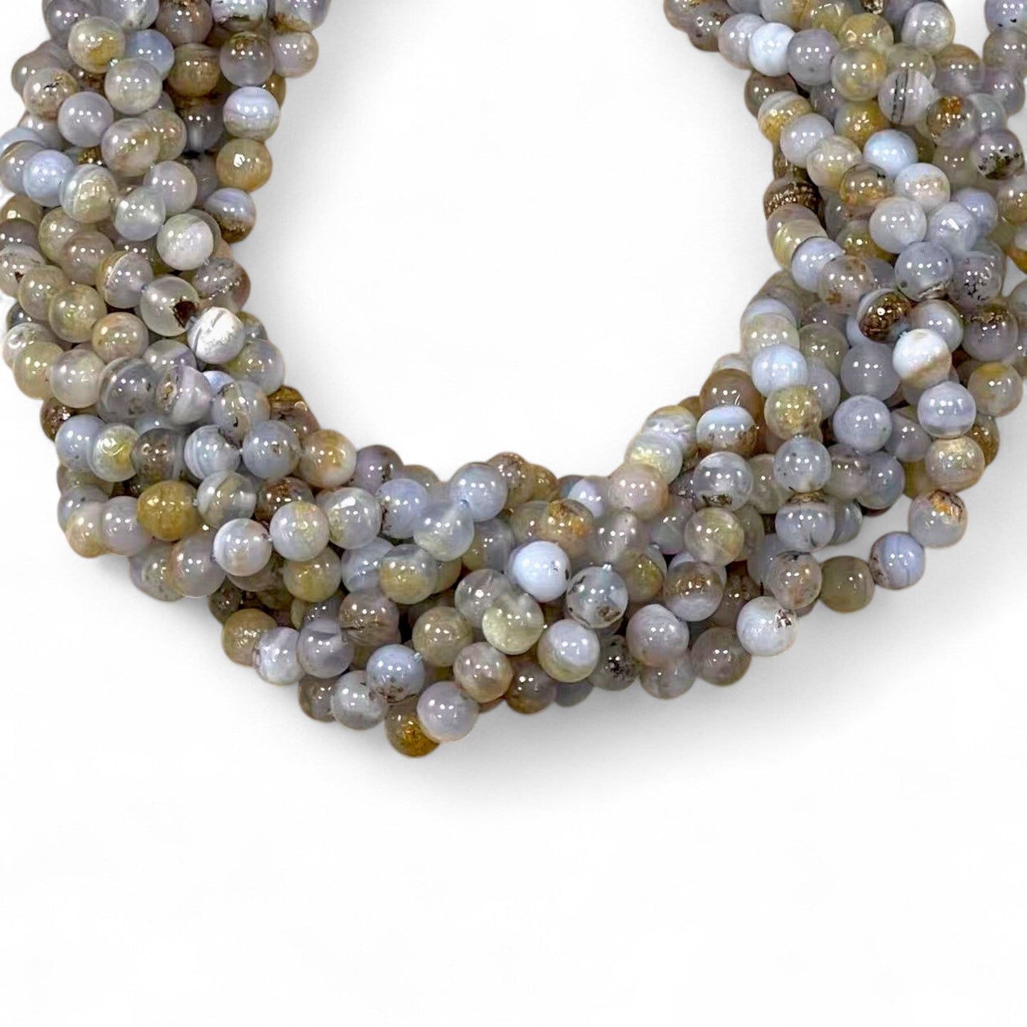 Dendritic Blue Lace Agate Round 6mm 8mm-0