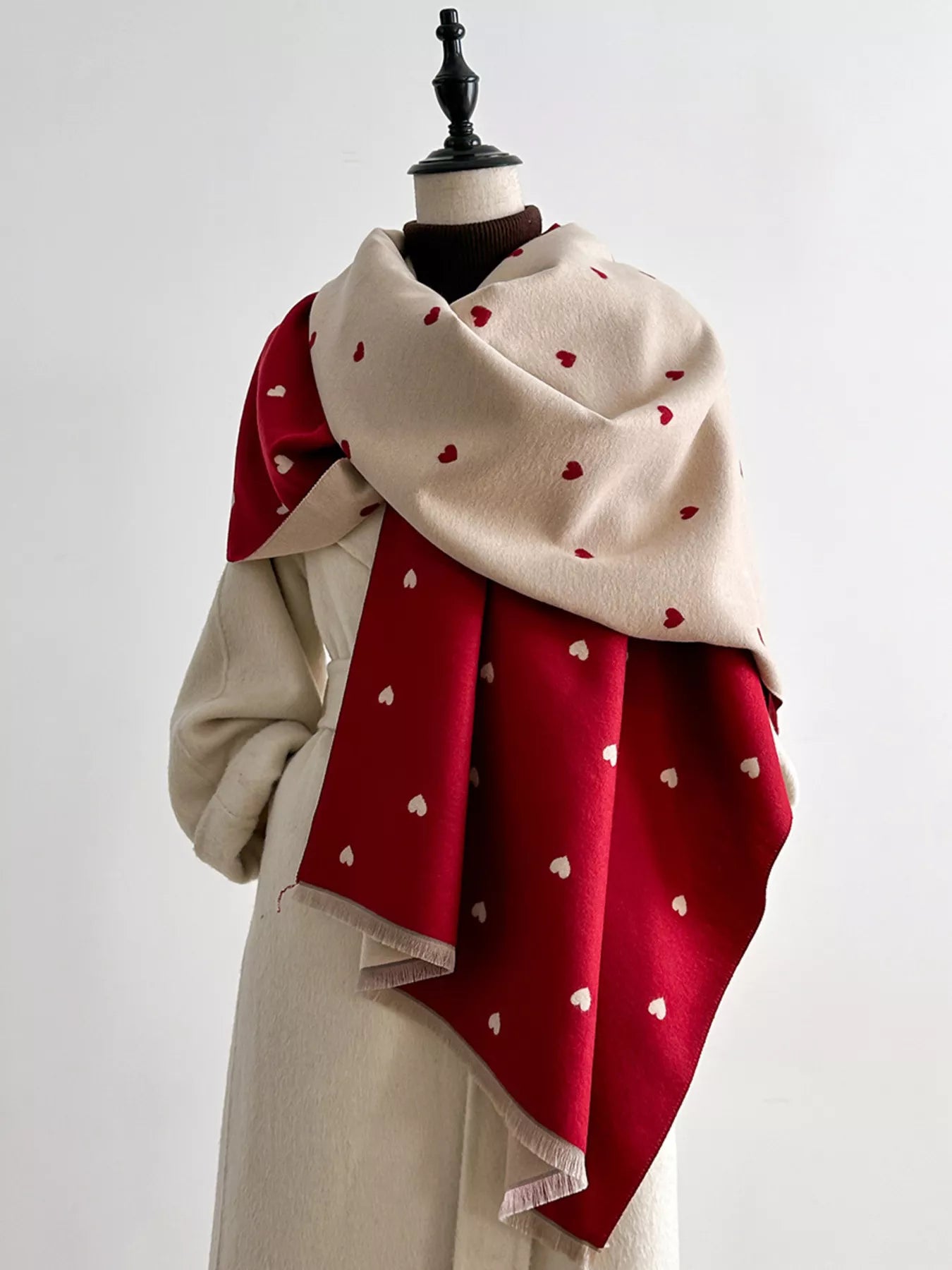 Heart Raw Hem Scarf - PBNJ FASHIONS
