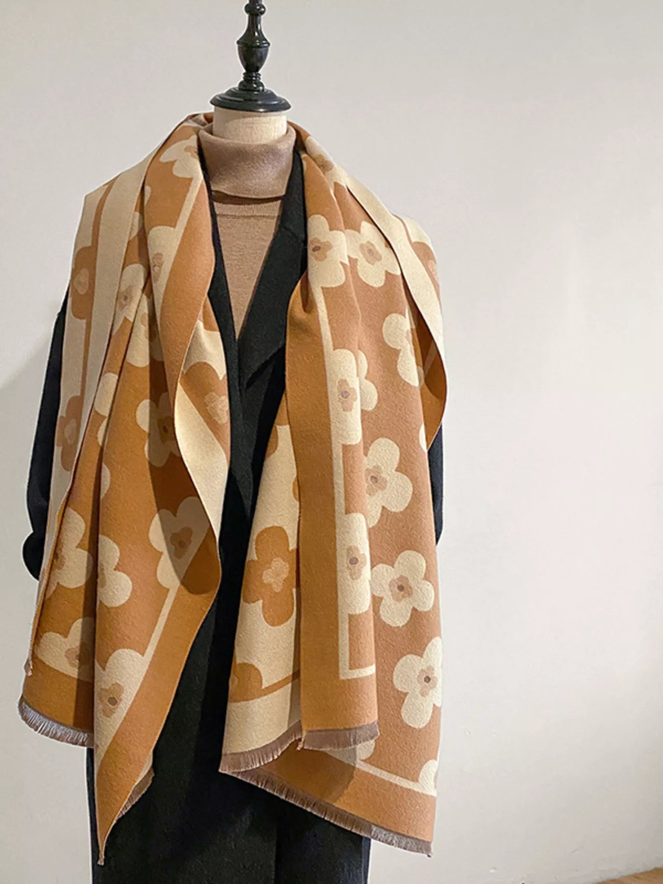 Floral Print Raw Hen Scarf - PBNJ FASHIONS