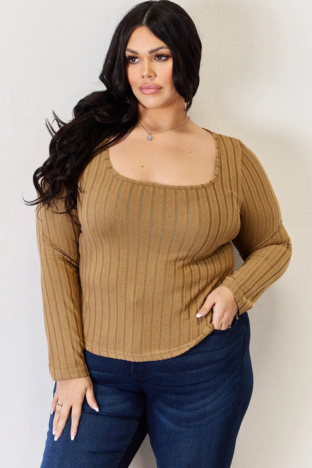 Basic Bae Full Size Ribbed Long Sleeve T-Shirt - PBNJ FASHIONS
