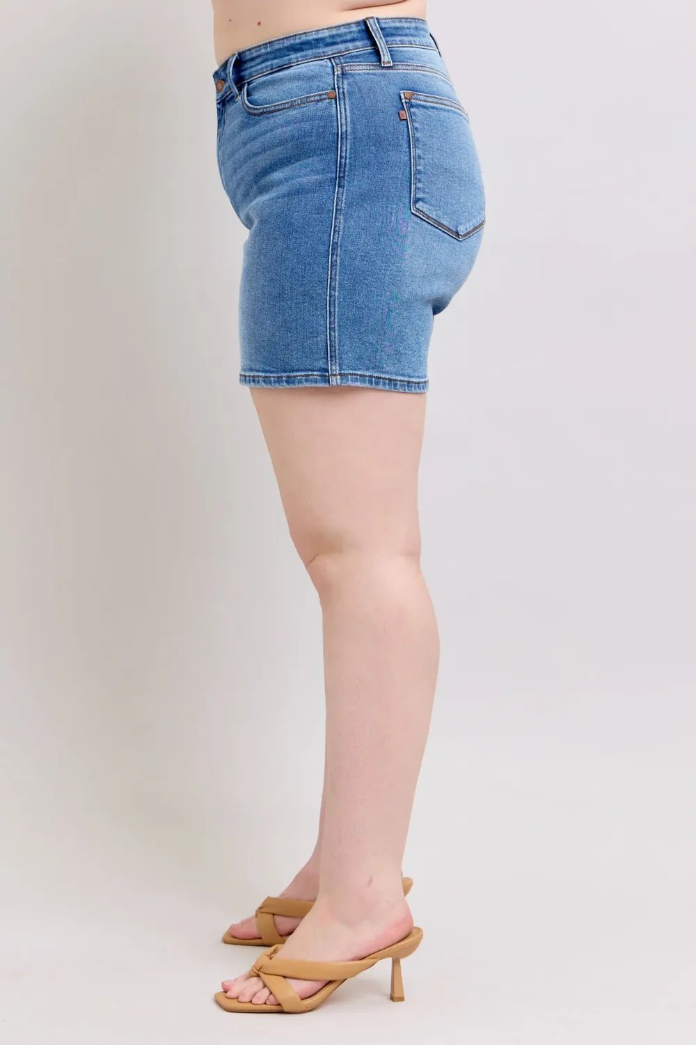Judy Blue Full Size 2 Button Denim Shorts with Pockets Plus Size - PBNJ FASHIONS