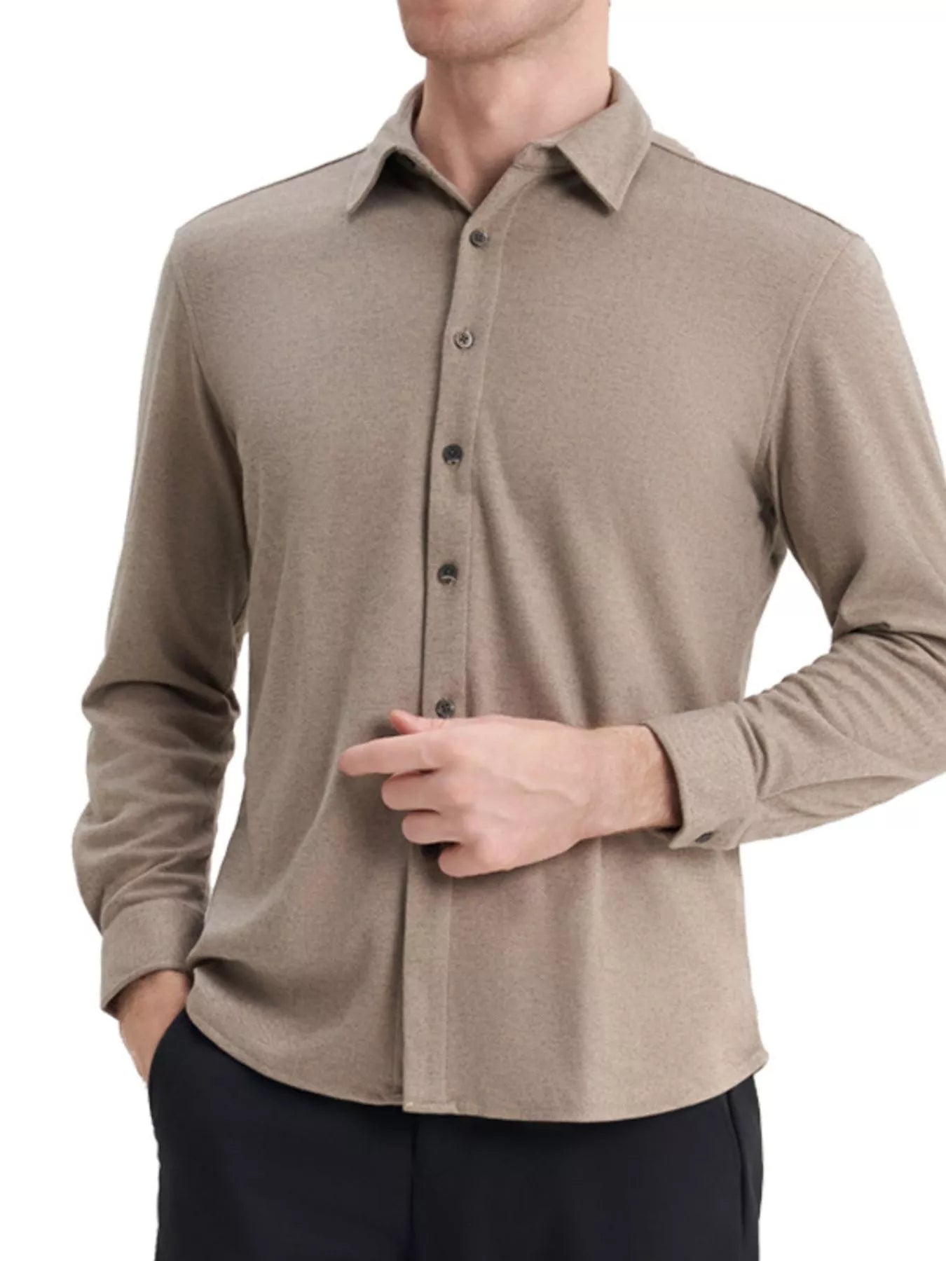 Men's Plus Size Casual Long Sleeve Button - Down Shirt - PBNJ FASHIONS