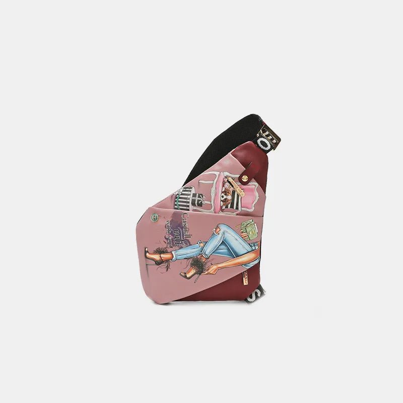 Nicole Lee USA Vegan Leather Leopard & Lip Pattern Crossbody Bag - PBNJ FASHIONS