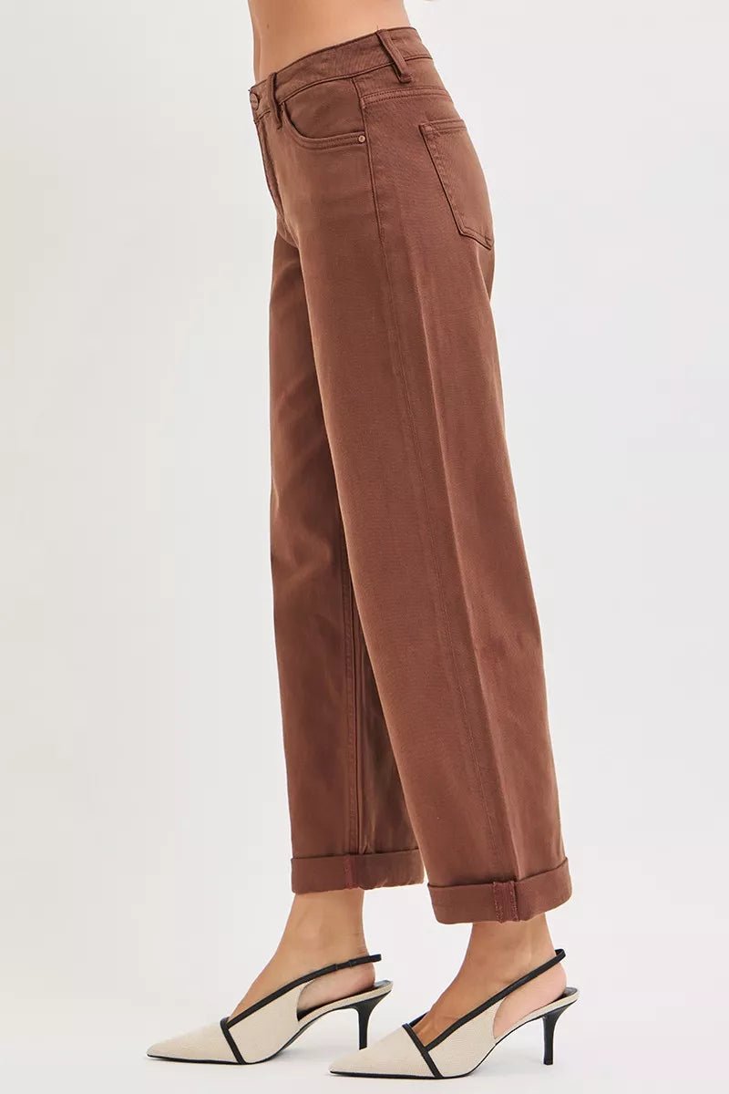 RISEN Full Size Tummy Control Mid Rise Ankle Barrel Baggy Plus Size - PBNJ FASHIONS