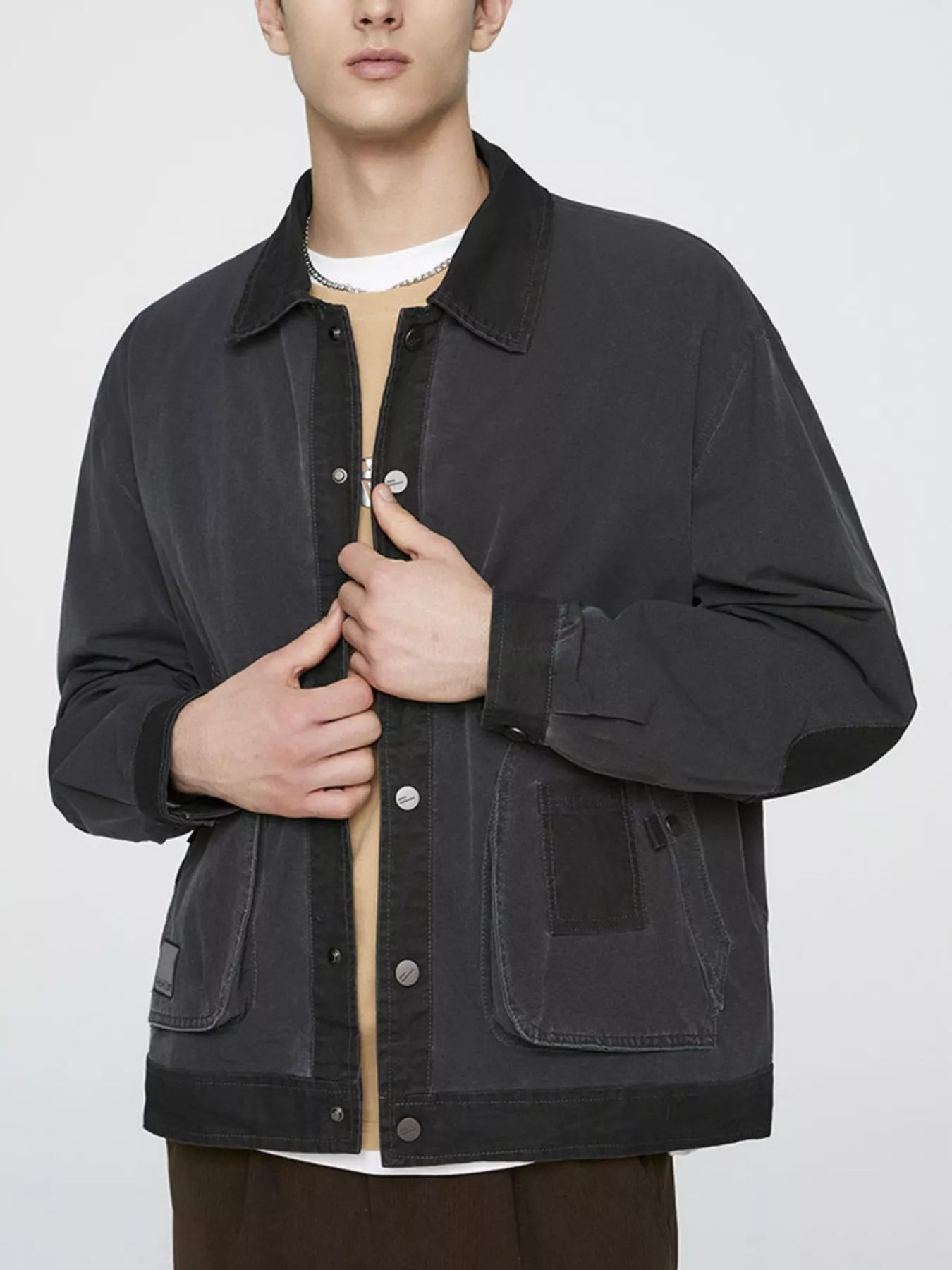 Men's Plus Size Snap Down Long Sleeve Jacket - PBNJ FASHIONS