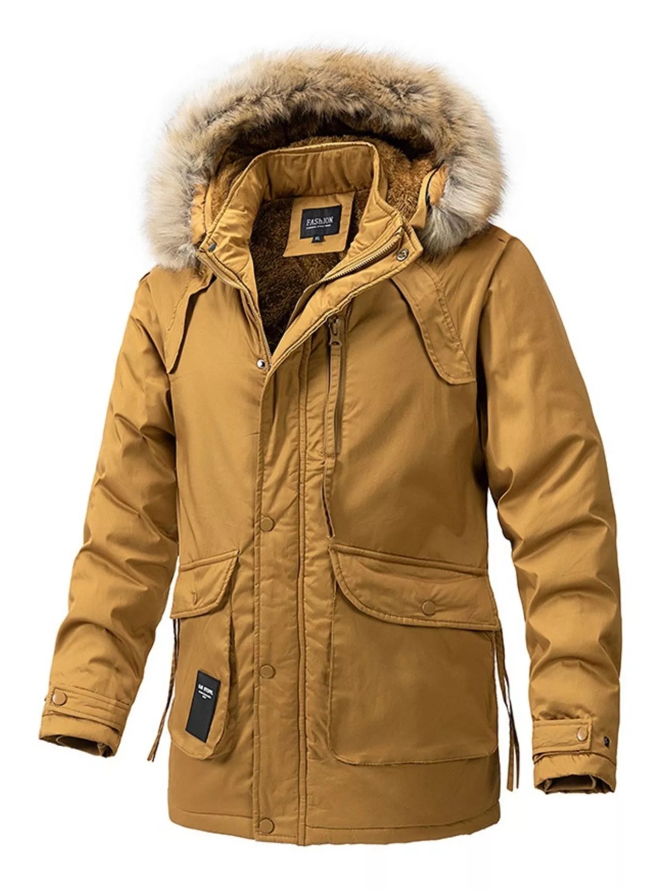 Men's Plus Size Fur Hooded Winter Parka Coat - PBNJ FASHIONS