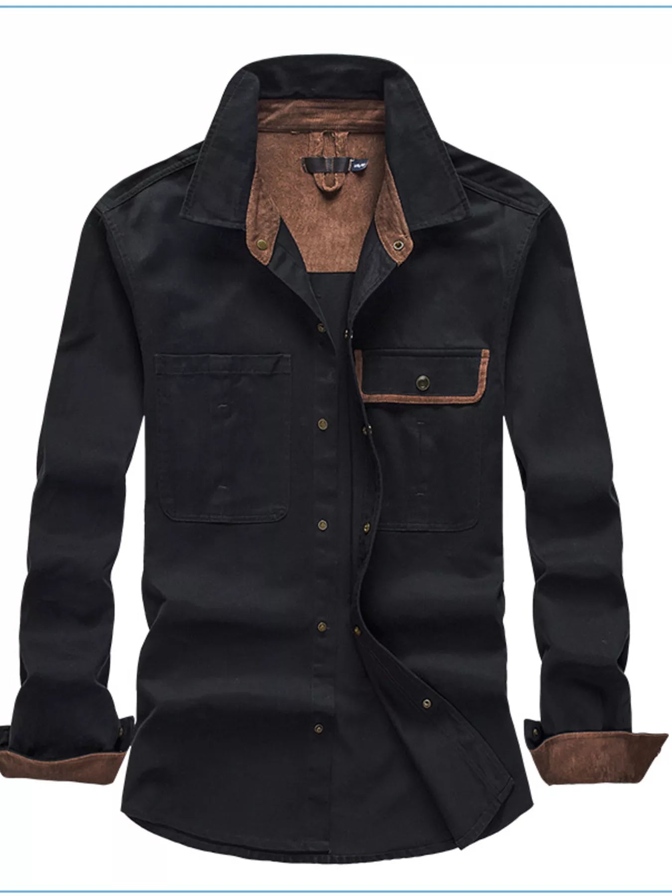 Men's Casual Long Sleeve Button - Down Shirt with Pockets - PBNJ FASHIONS
