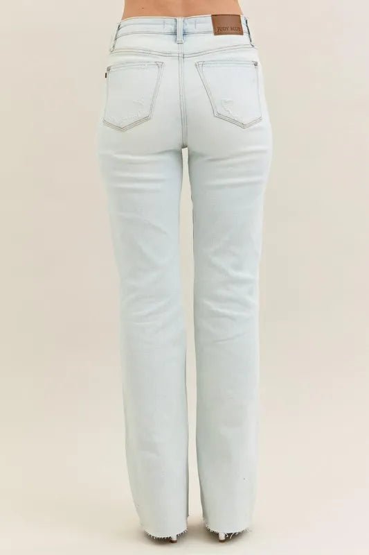 Judy Blue Full Size Destroy & Fray Hem Bootcut Jeans Plus Size - PBNJ FASHIONS