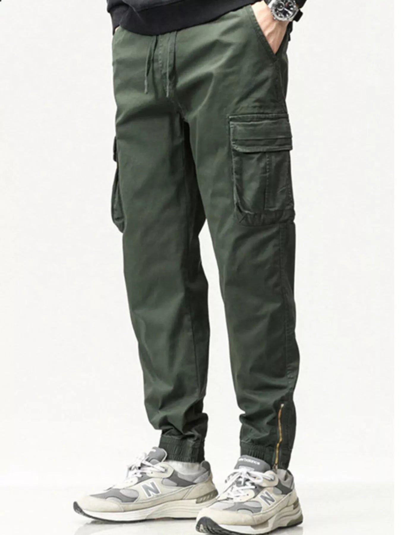 Men's Full Size Casual Cargo Pants with Drawstring Waist Plus Size - PBNJ FASHIONS
