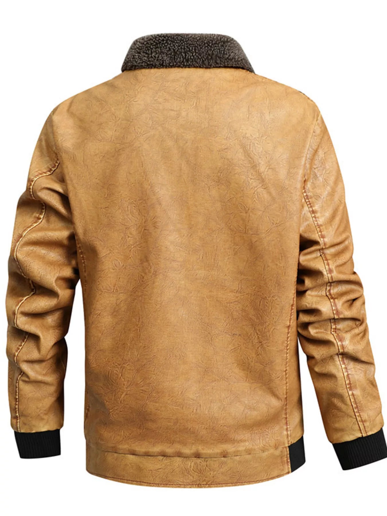 Men's Full Size Faux Leather Sherpa Collar Jacket Plus Size - PBNJ FASHIONS