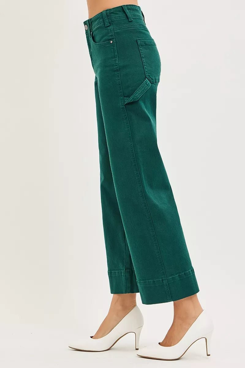 RISEN Tummy Control High Rise Crop Wide No Waist Band Pants - PBNJ FASHIONS