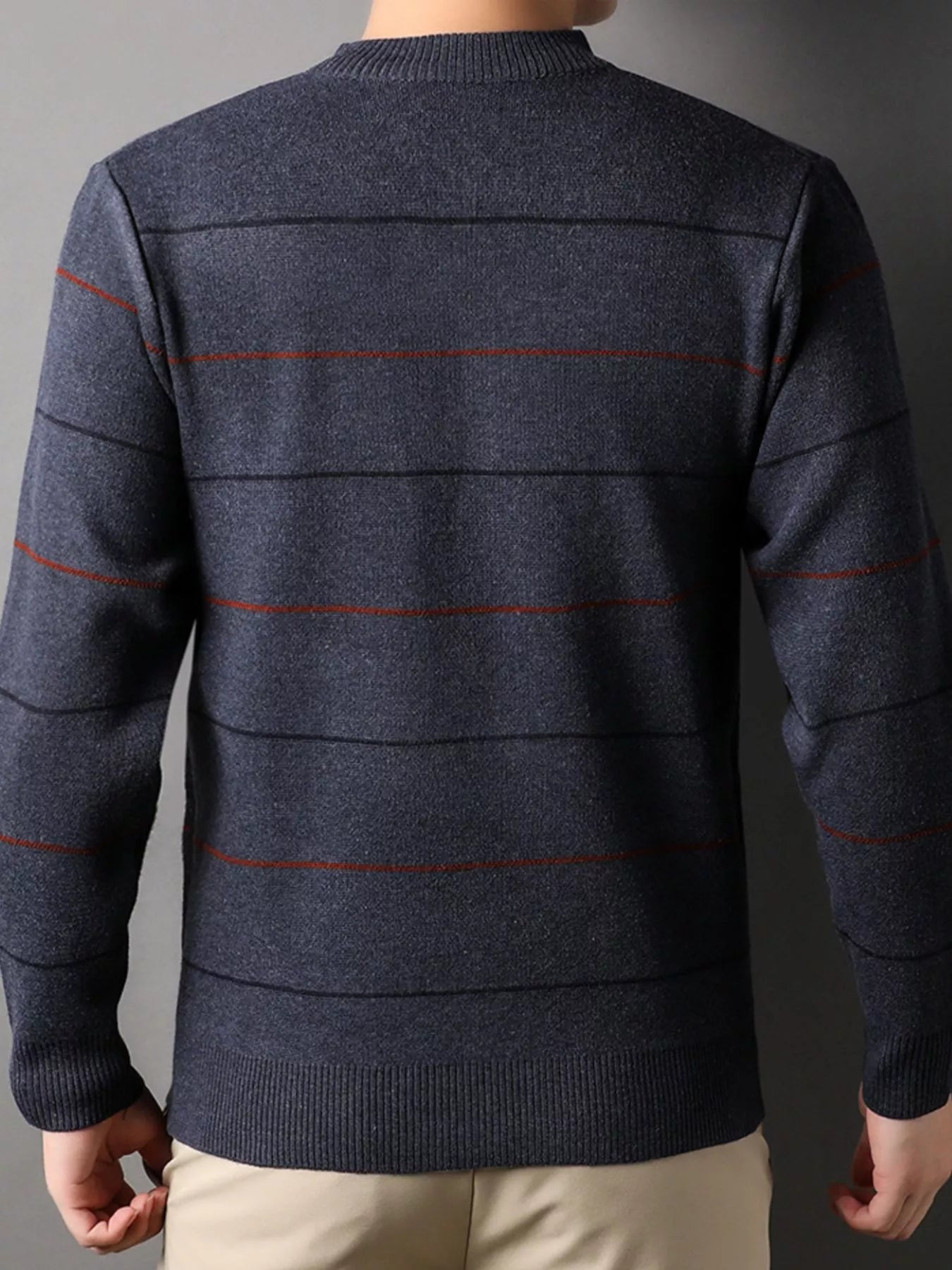 Men's Plus Size Striped Quarter Zip Knit Pullover - PBNJ FASHIONS