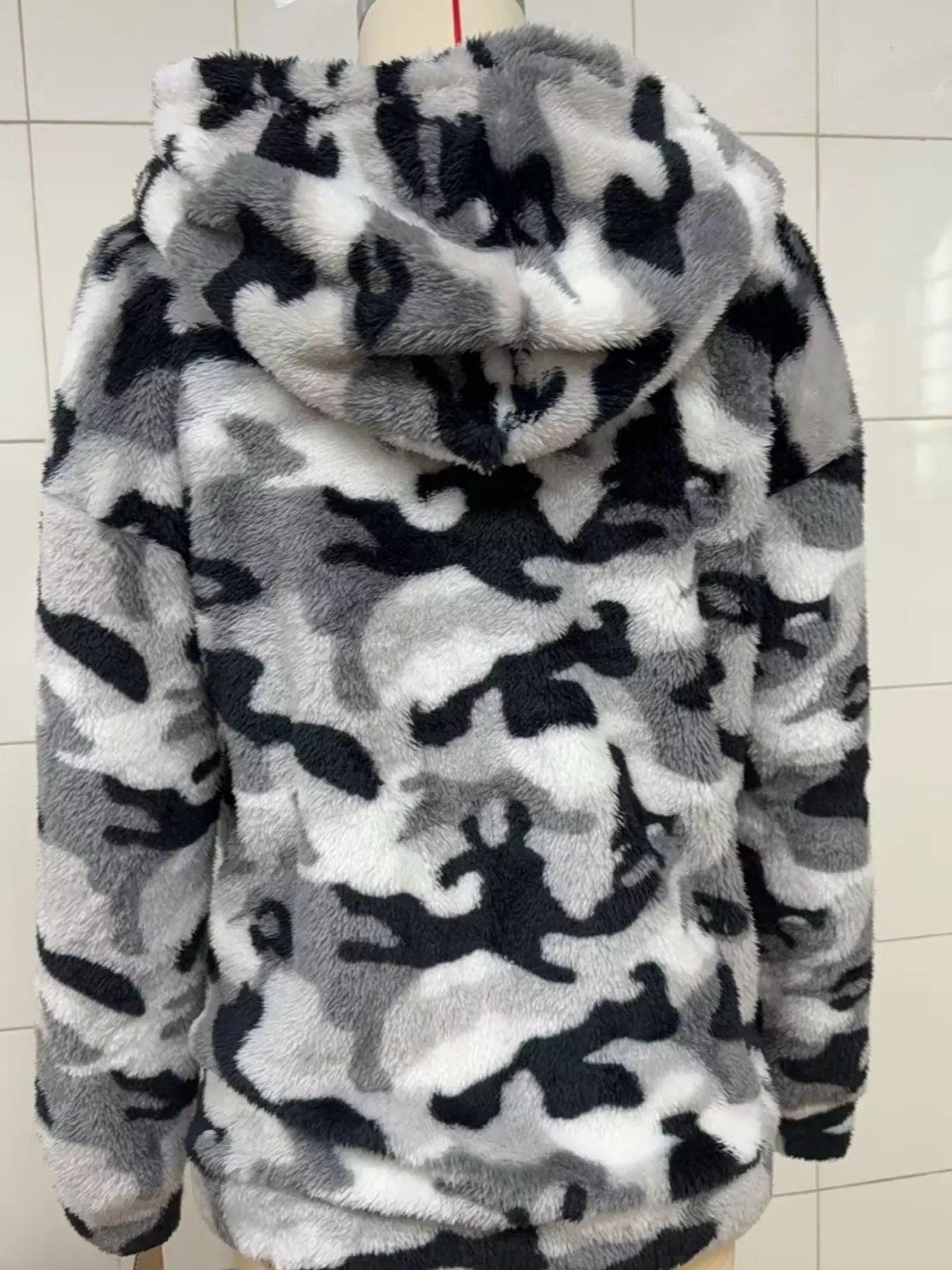Fuzzy Camo Zip - Up Hoodie - PBNJ FASHIONS